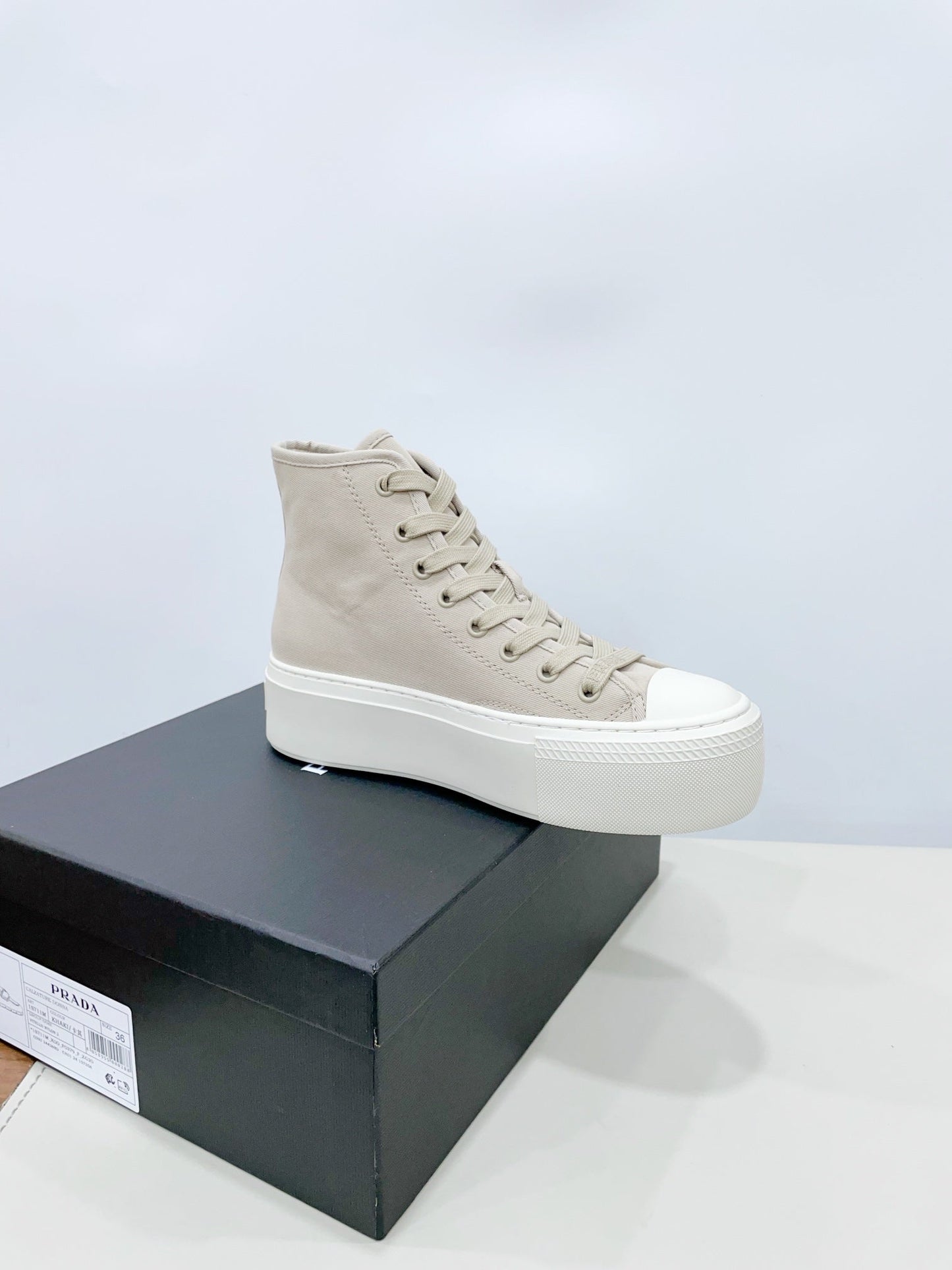HIGH-TOP SEANKERS IN BEIGE CANVAS - 35