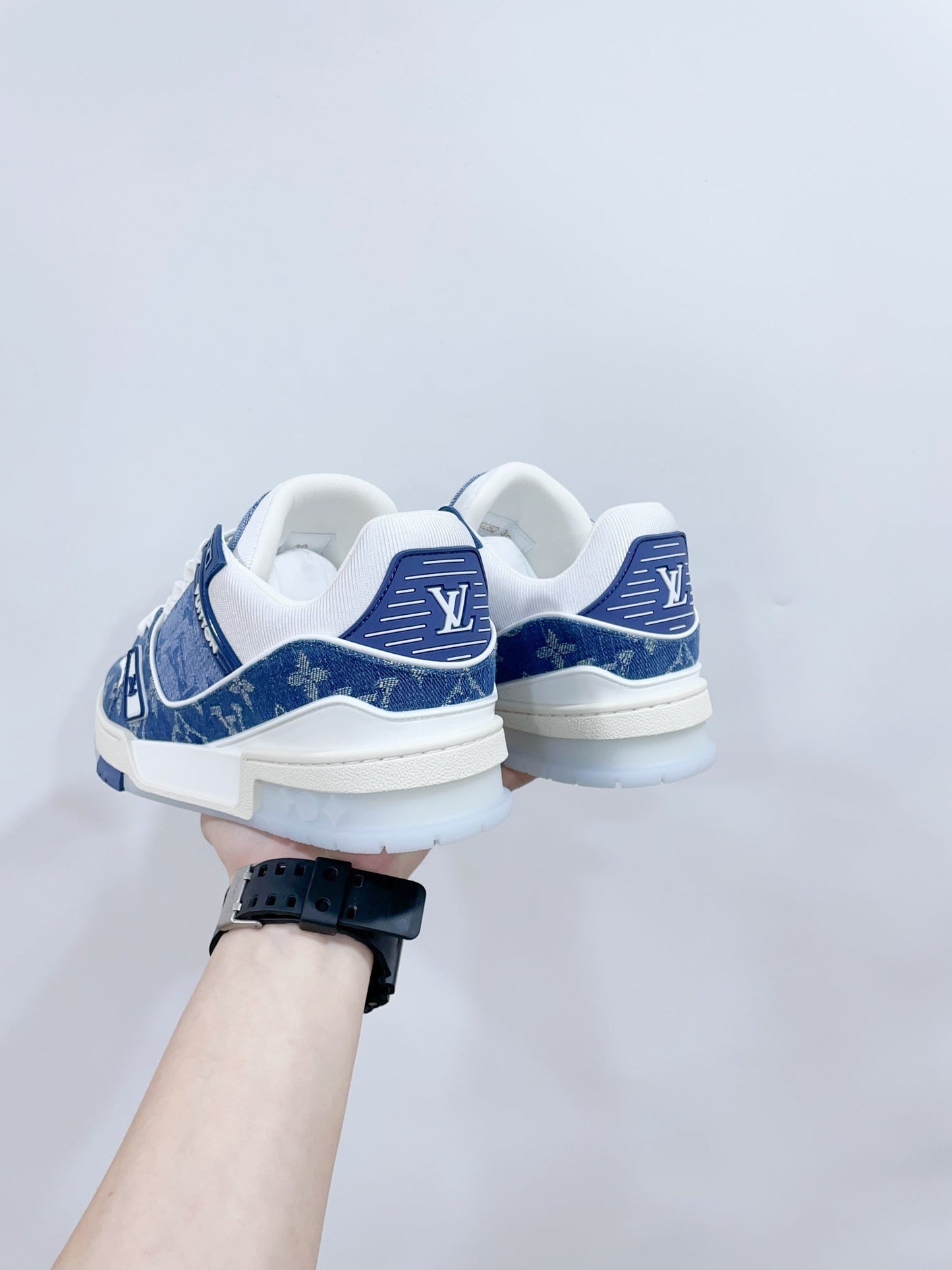 LV TRAINER SNEAKER IN CERULEAN BLUE MONOGRAM DENIM - 35