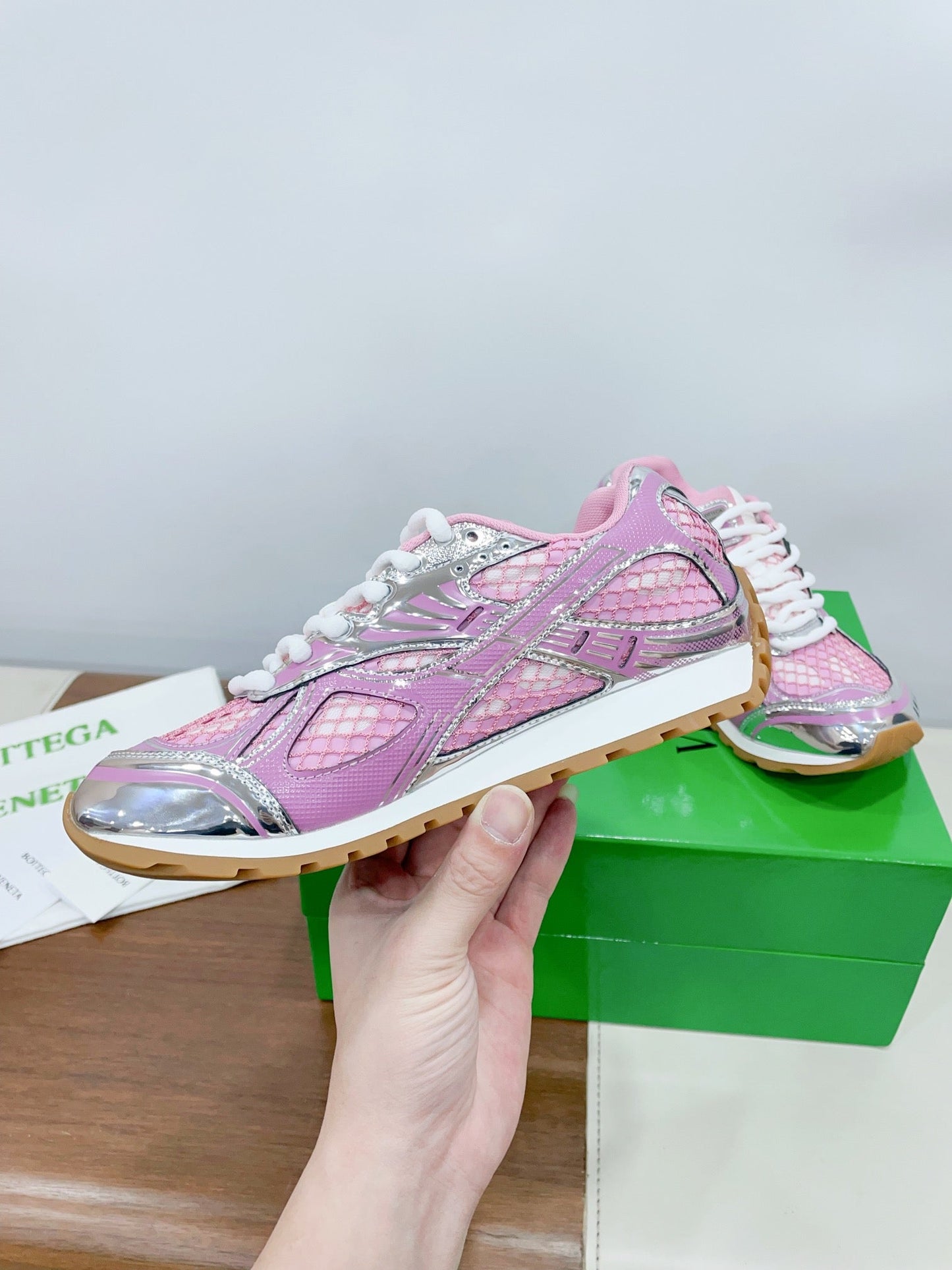 ORBIT SNEAKER IN BLUSH PINK TECHNICAL FABRIC AND METALLIC MESH - 35