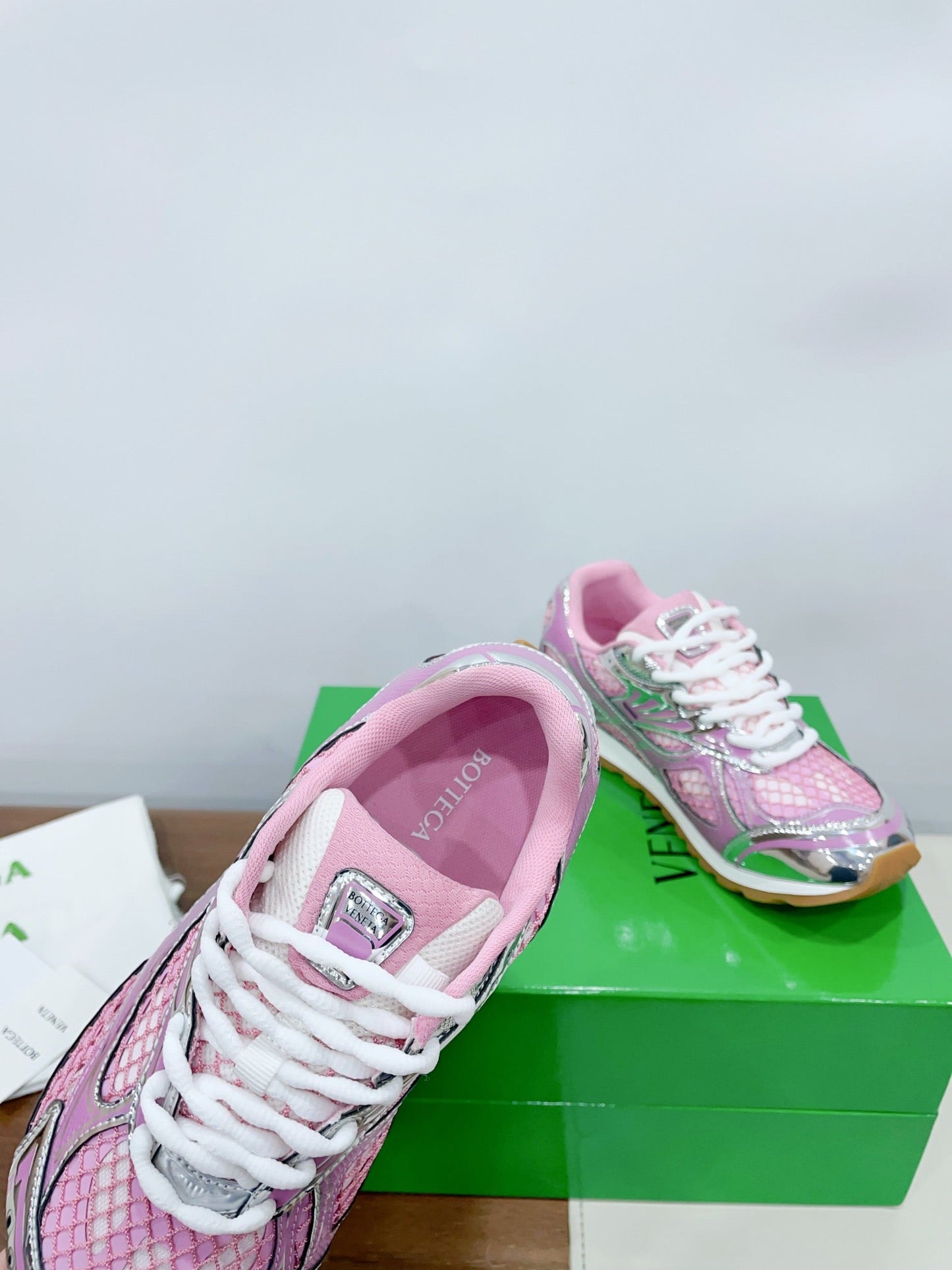 ORBIT SNEAKER IN BLUSH PINK TECHNICAL FABRIC AND METALLIC MESH - 35