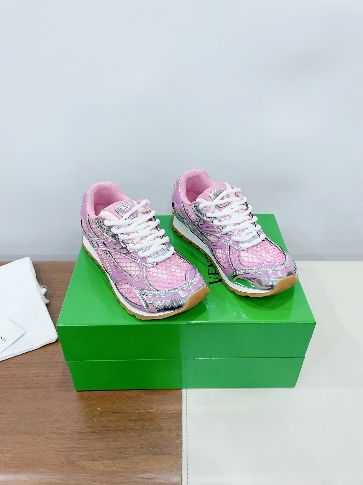 ORBIT SNEAKER IN BLUSH PINK TECHNICAL FABRIC AND METALLIC MESH - 35