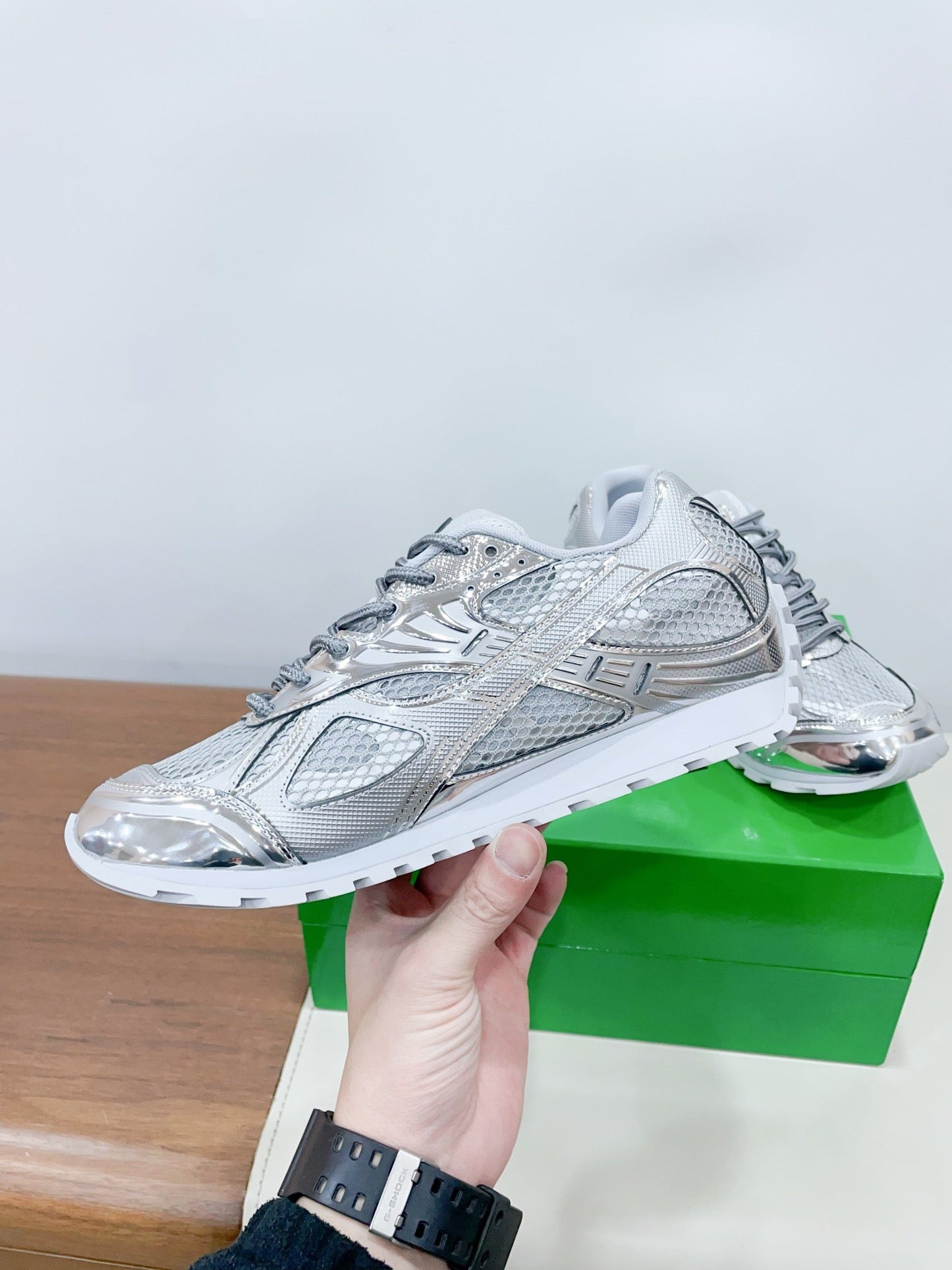 ORBIT SNEAKER IN SILVER TECHNICAL FABRIC AND METALLIC MESH - 35