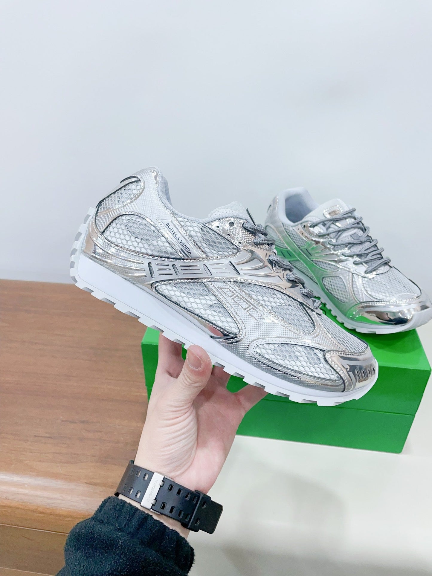 ORBIT SNEAKER IN SILVER TECHNICAL FABRIC AND METALLIC MESH - 35
