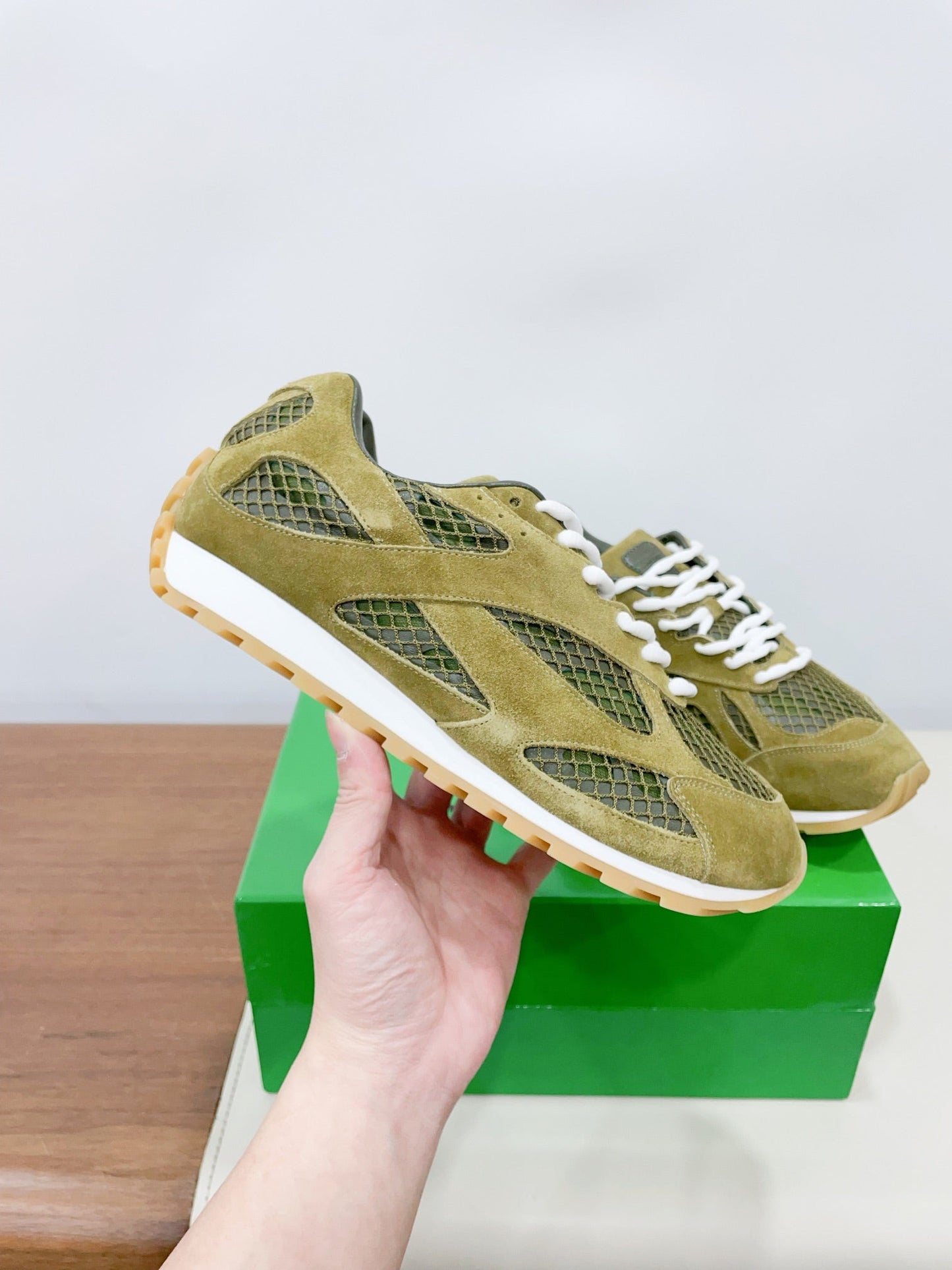 ORBIT SNEAKER IN OLIVE GREEN SUEDE AND TECHNICAL MESH - 35