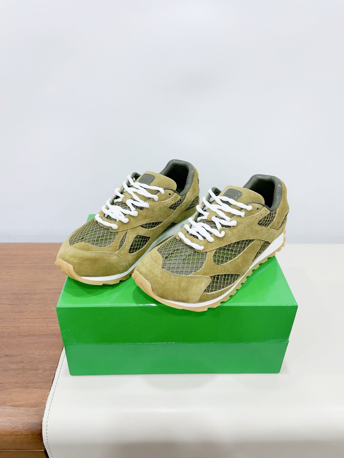 ORBIT SNEAKER IN OLIVE GREEN SUEDE AND TECHNICAL MESH - 35