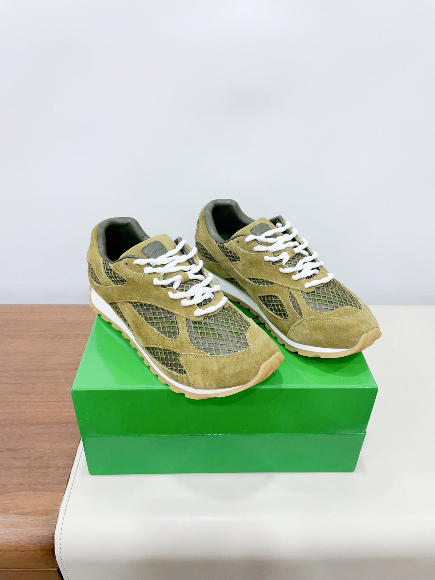ORBIT SNEAKER IN OLIVE GREEN SUEDE AND TECHNICAL MESH - 35
