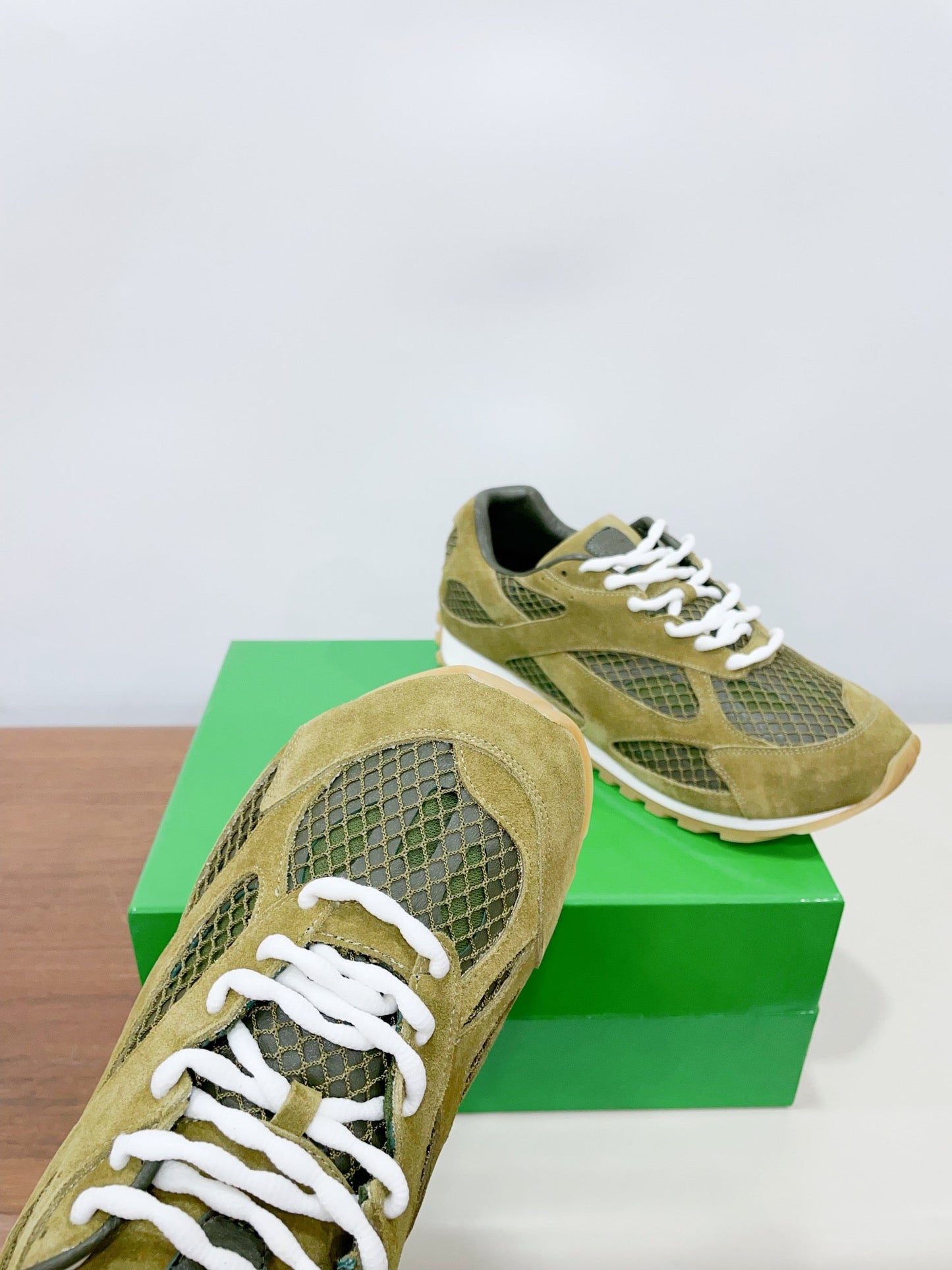 ORBIT SNEAKER IN OLIVE GREEN SUEDE AND TECHNICAL MESH - 35
