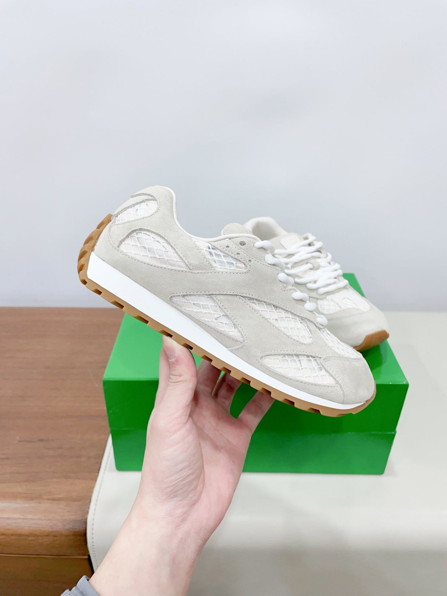 ORBIT SNEAKER IN SEA SALT SUEDE AND TECHNICAL MESH - 35