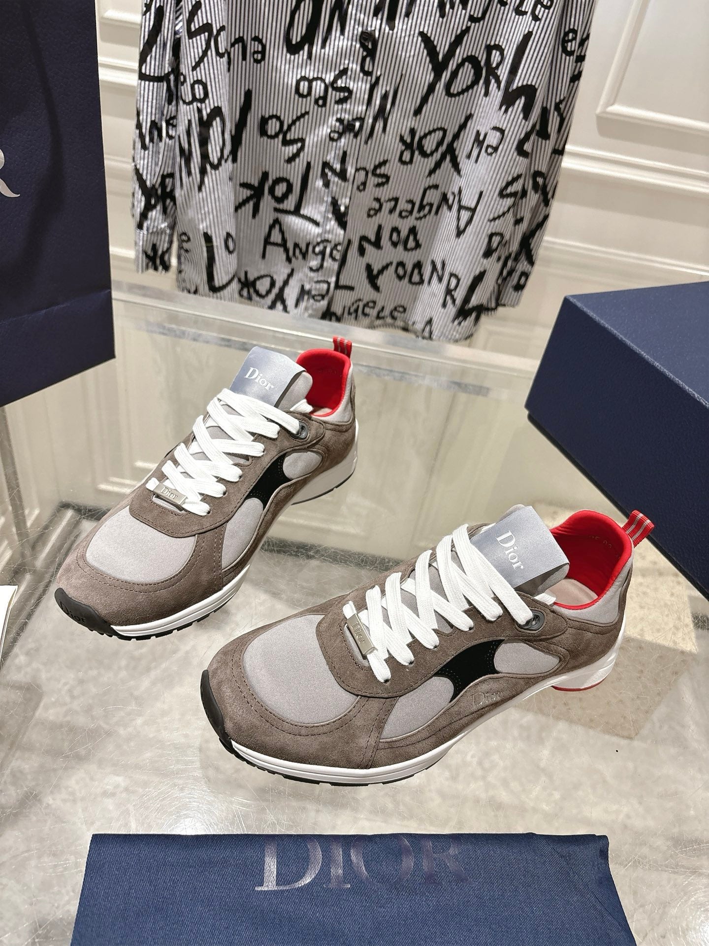 DIOR 25S MILE SERIES SNEAKERS 25MM IN BROWN SUEDE - 35