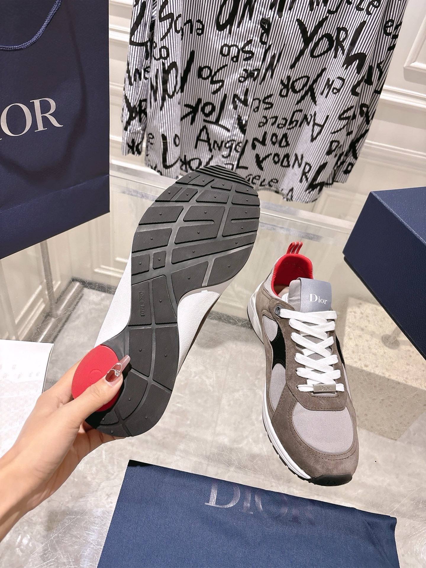 DIOR 25S MILE SERIES SNEAKERS 25MM IN BROWN SUEDE - 35