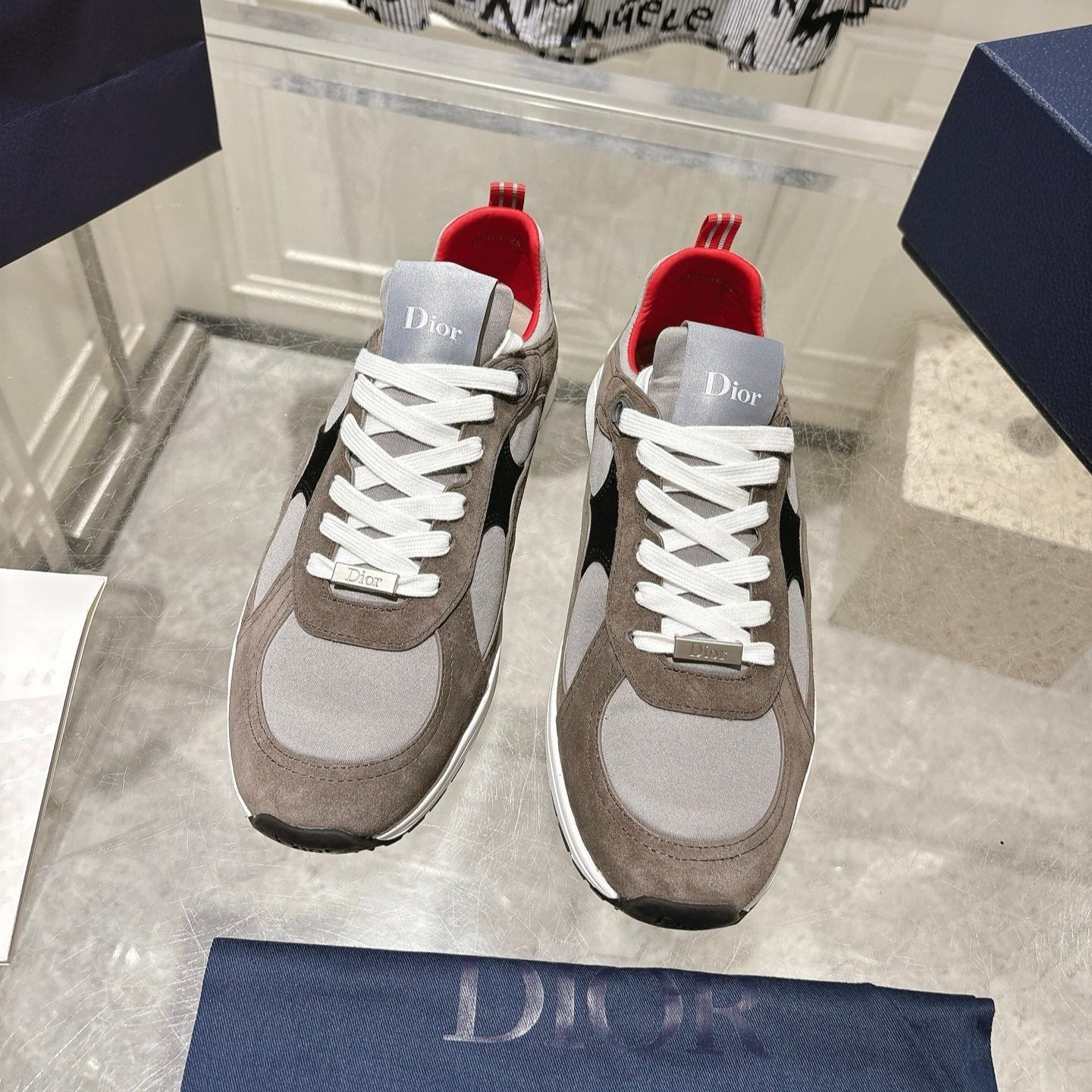 DIOR 25S MILE SERIES SNEAKERS 25MM IN BROWN SUEDE - 35