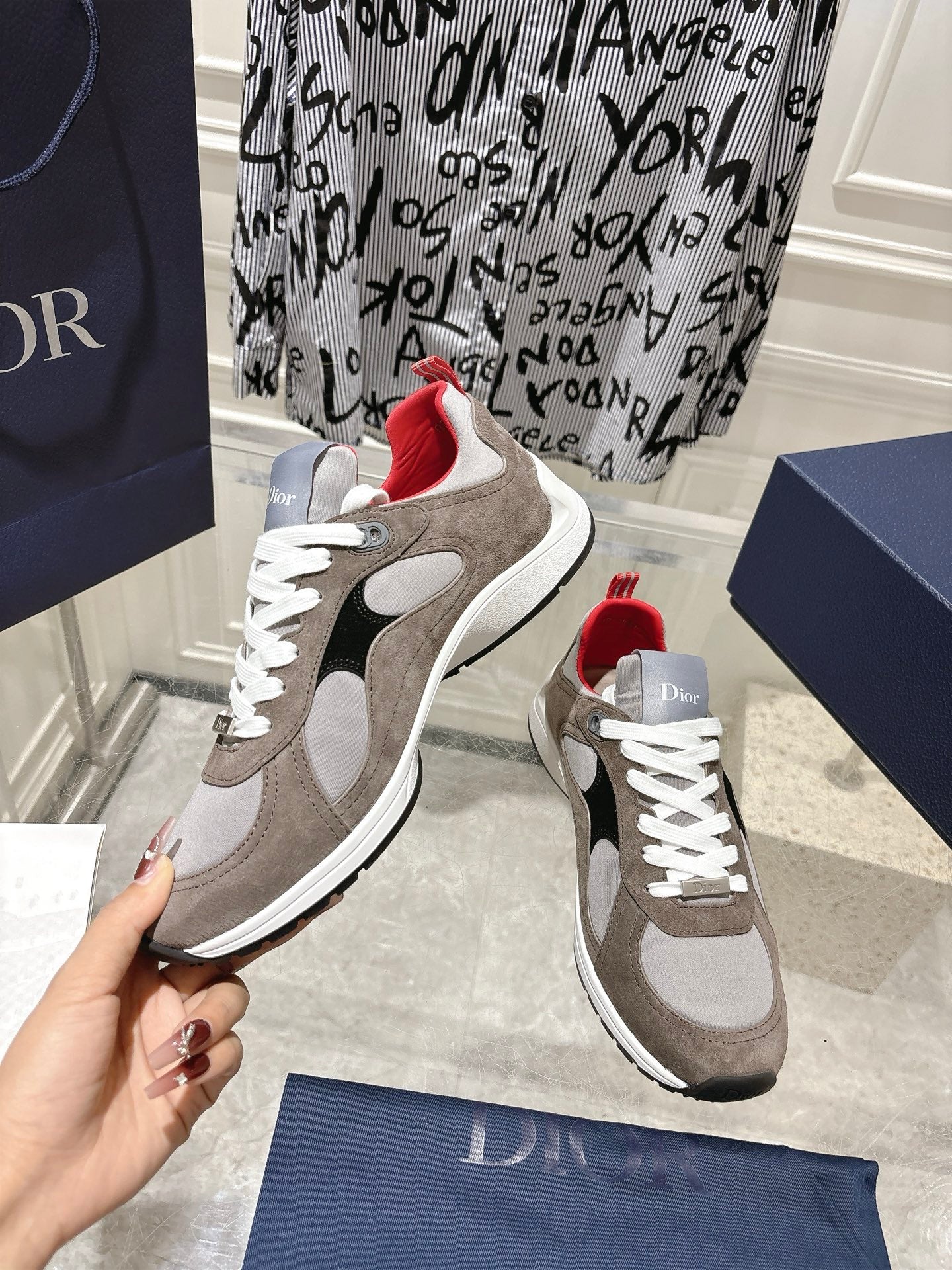 DIOR 25S MILE SERIES SNEAKERS 25MM IN BROWN SUEDE - 35