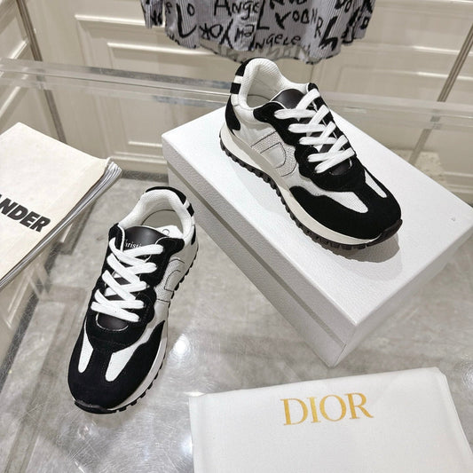 DIOR 25S C'EST DIOR SNEAKER IN WHITE BLACK CALFSKIN AND SUEDE - 35