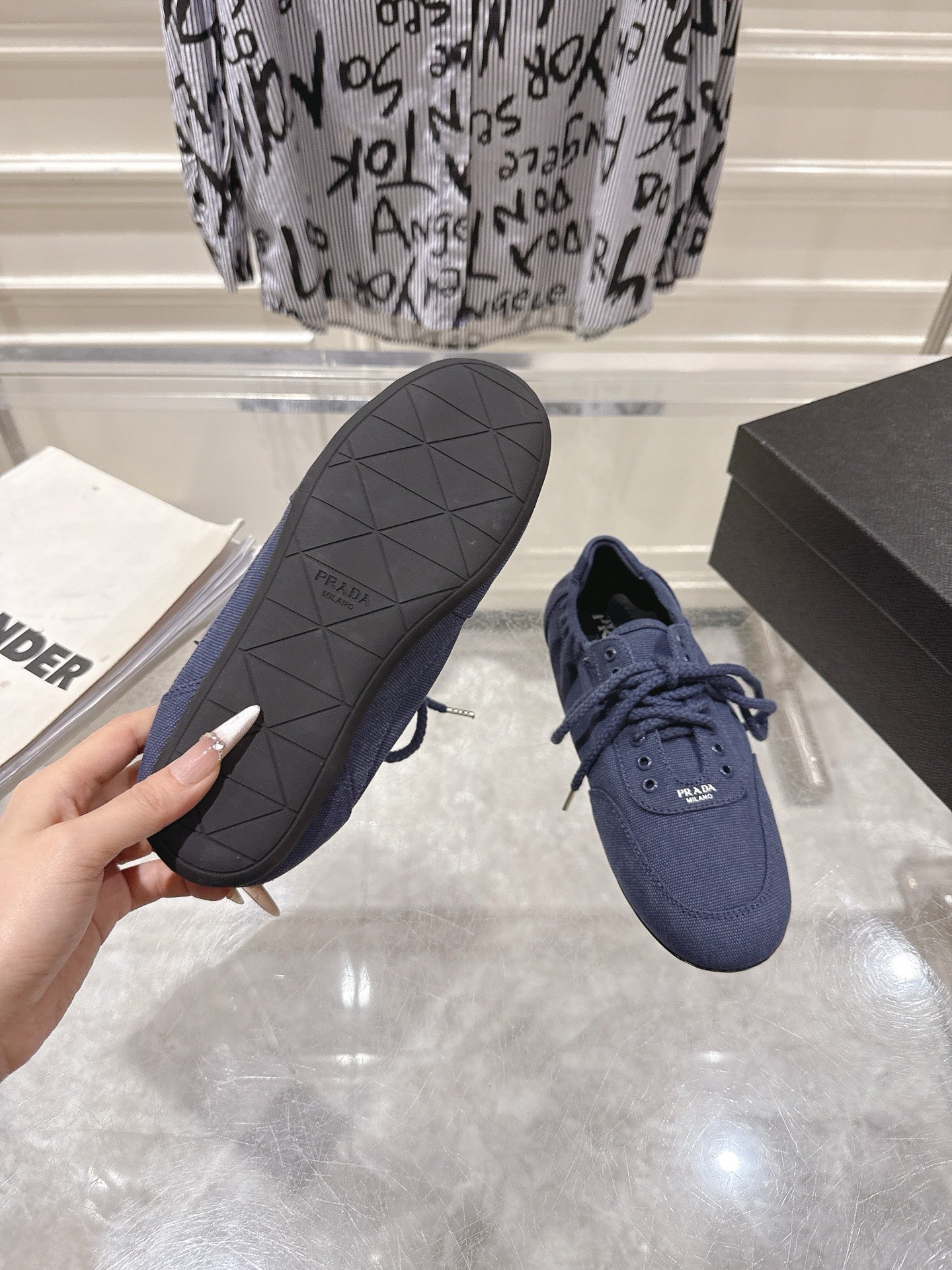 КРОСІВКИ PRADA 26S COLLAPSE З СИНЬОГО ПОЛОТНА