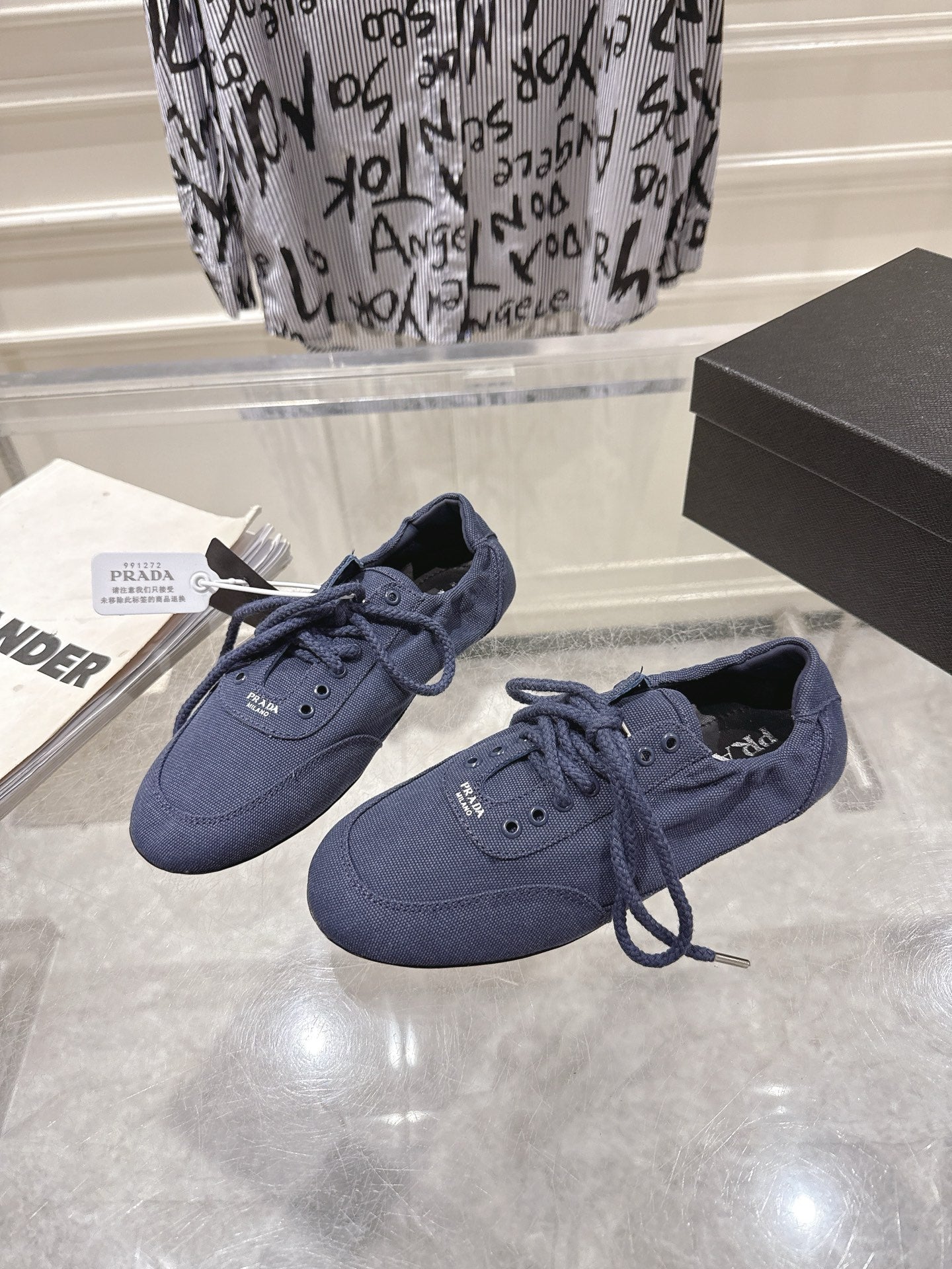 КРОСІВКИ PRADA 26S COLLAPSE З СИНЬОГО ПОЛОТНА