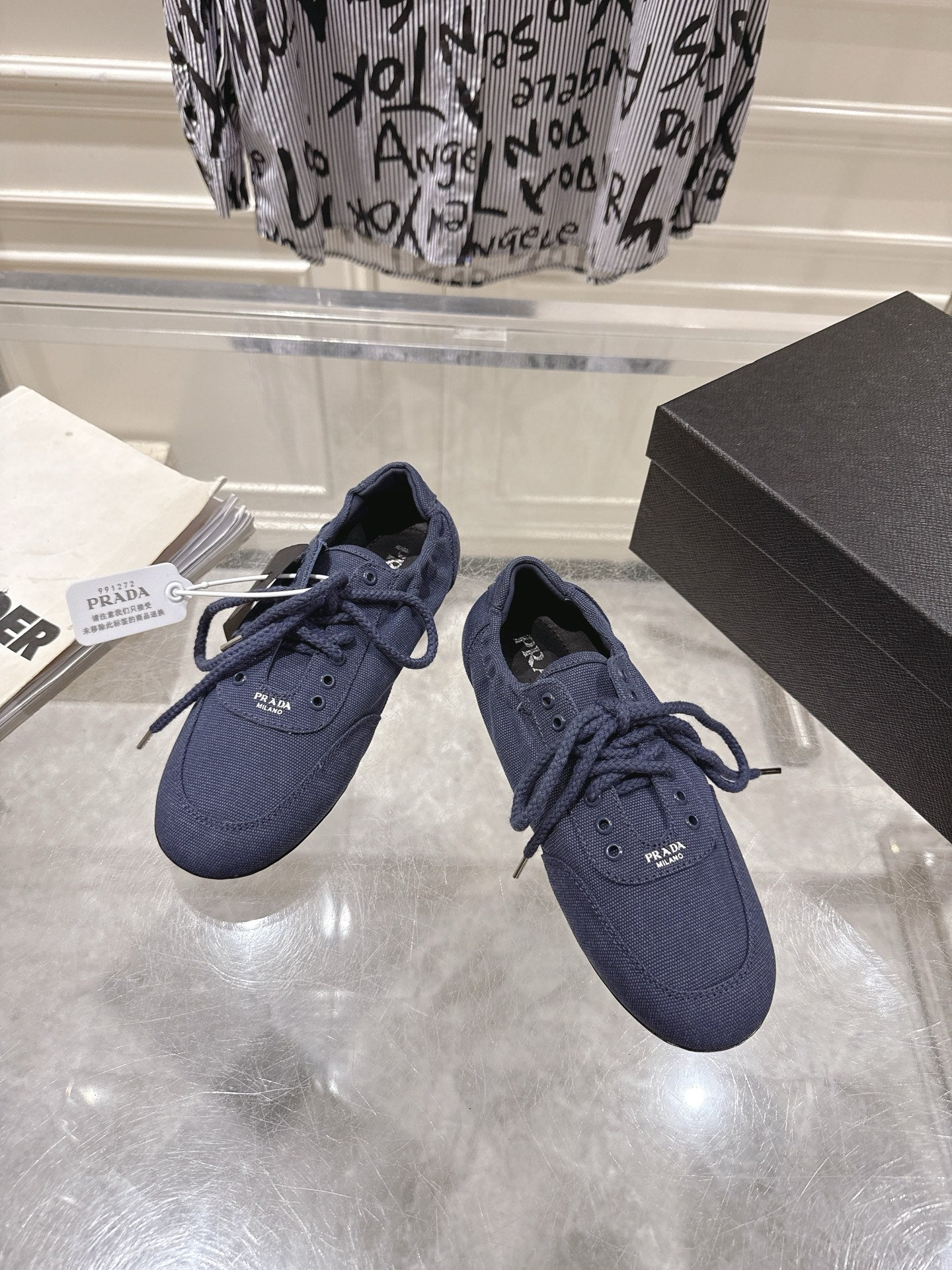КРОСІВКИ PRADA 26S COLLAPSE З СИНЬОГО ПОЛОТНА