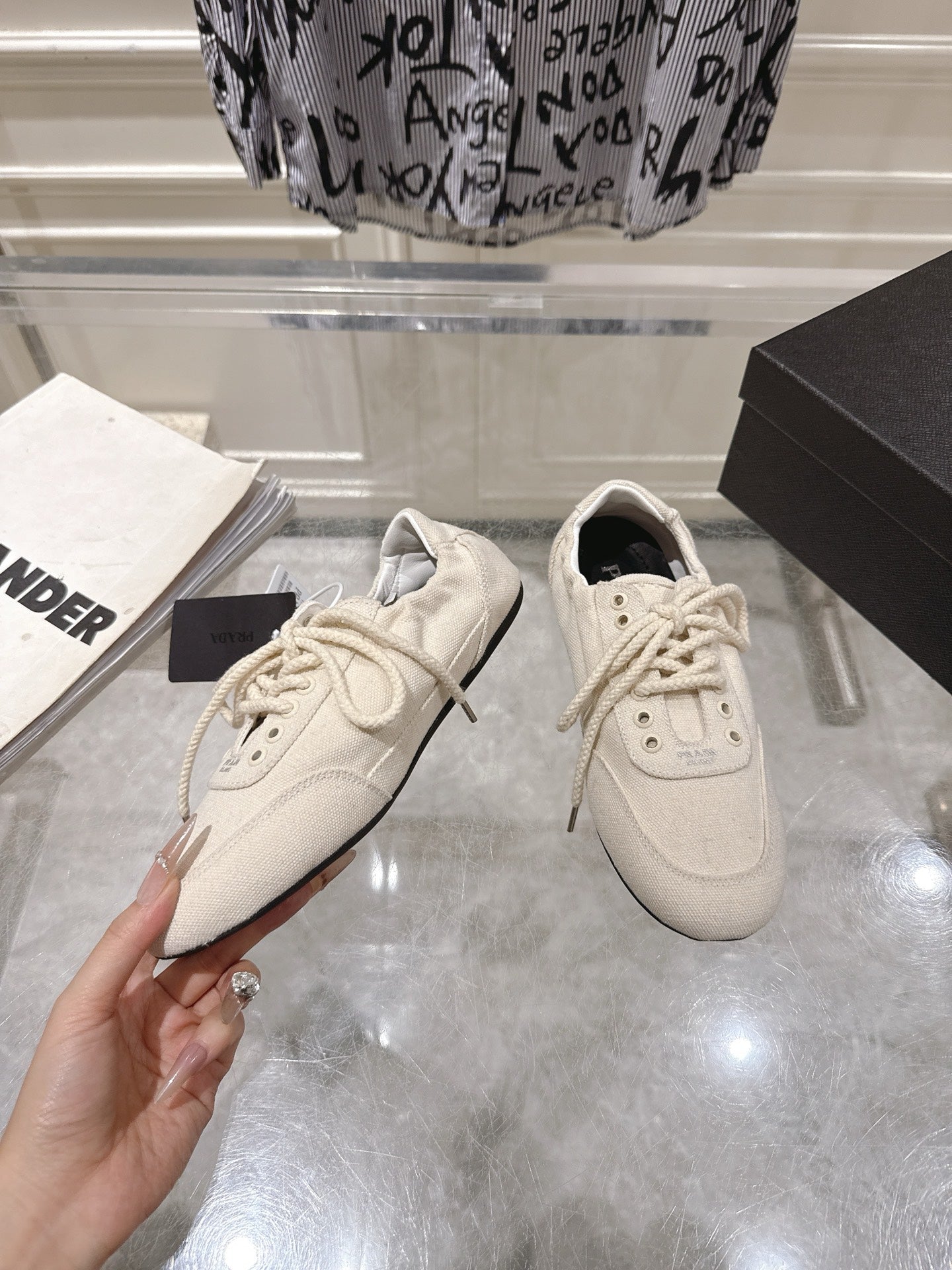 КРОСІВКИ PRADA 26S COLLAPSE З БІЛОГО ПОЛОТНА