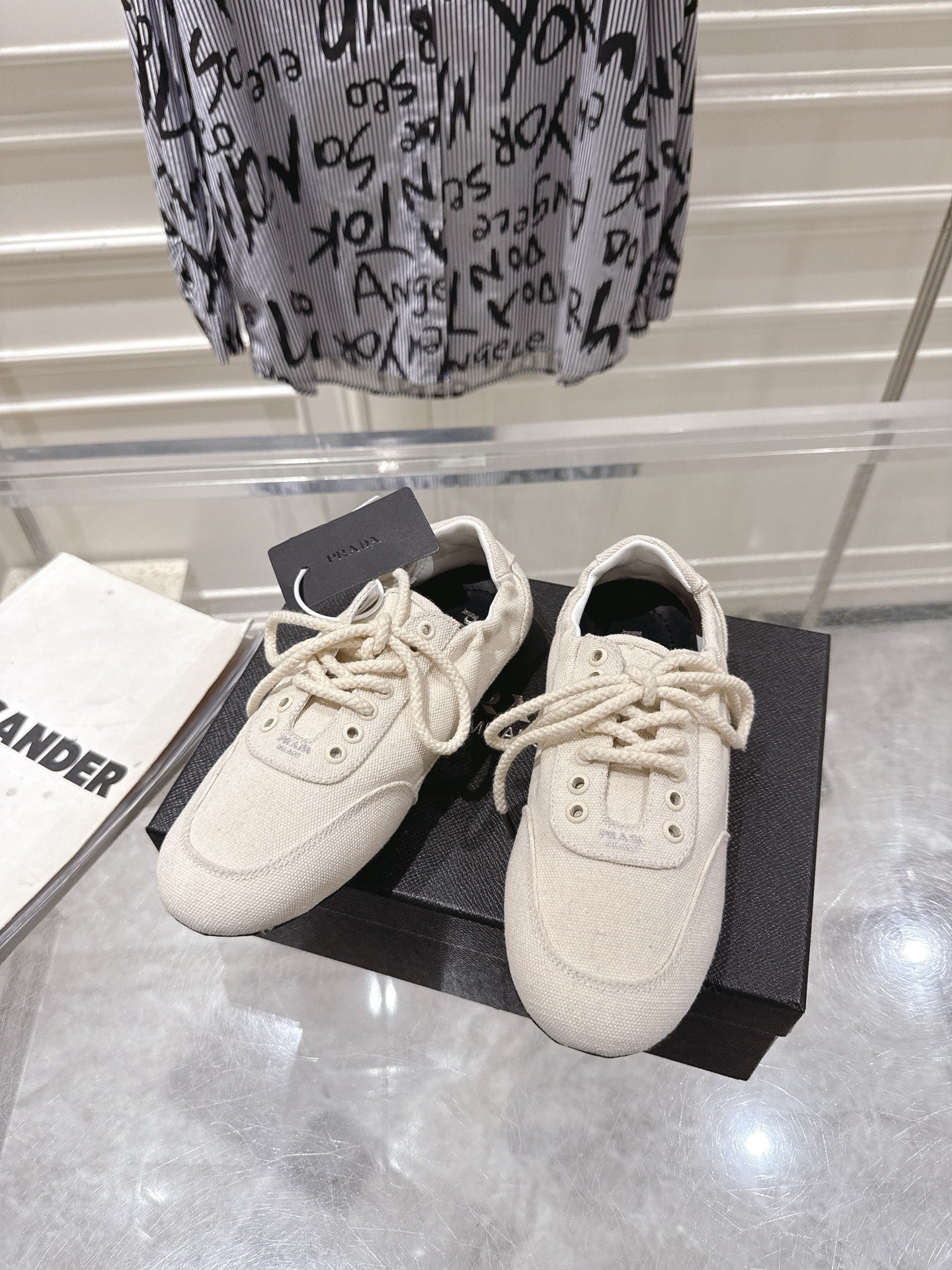 КРОСІВКИ PRADA 26S COLLAPSE З БІЛОГО ПОЛОТНА