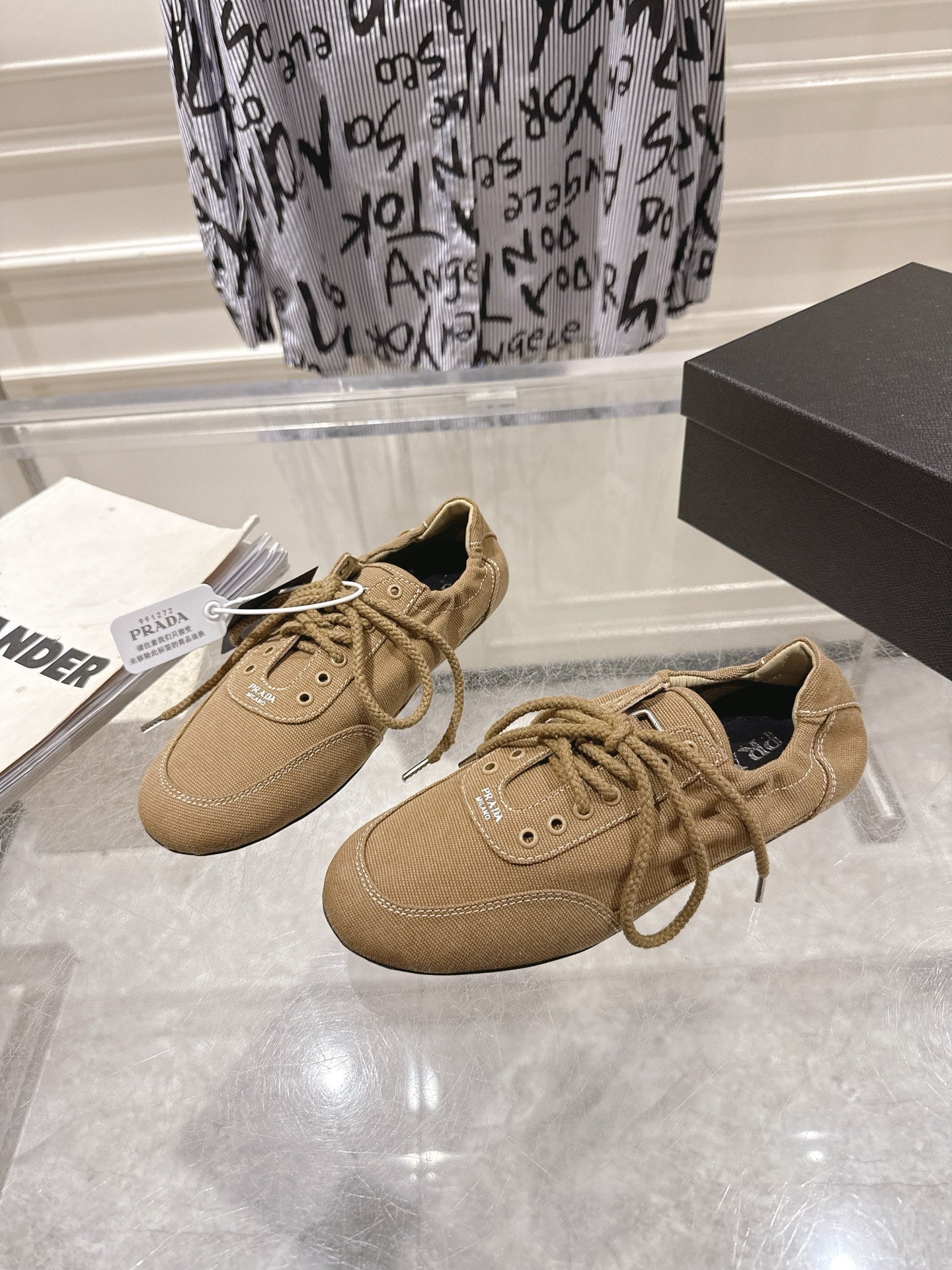 КРОСІВКИ PRADA 26S COLLAPSE З КОРИЧНЕВОГО ПОЛОТНА