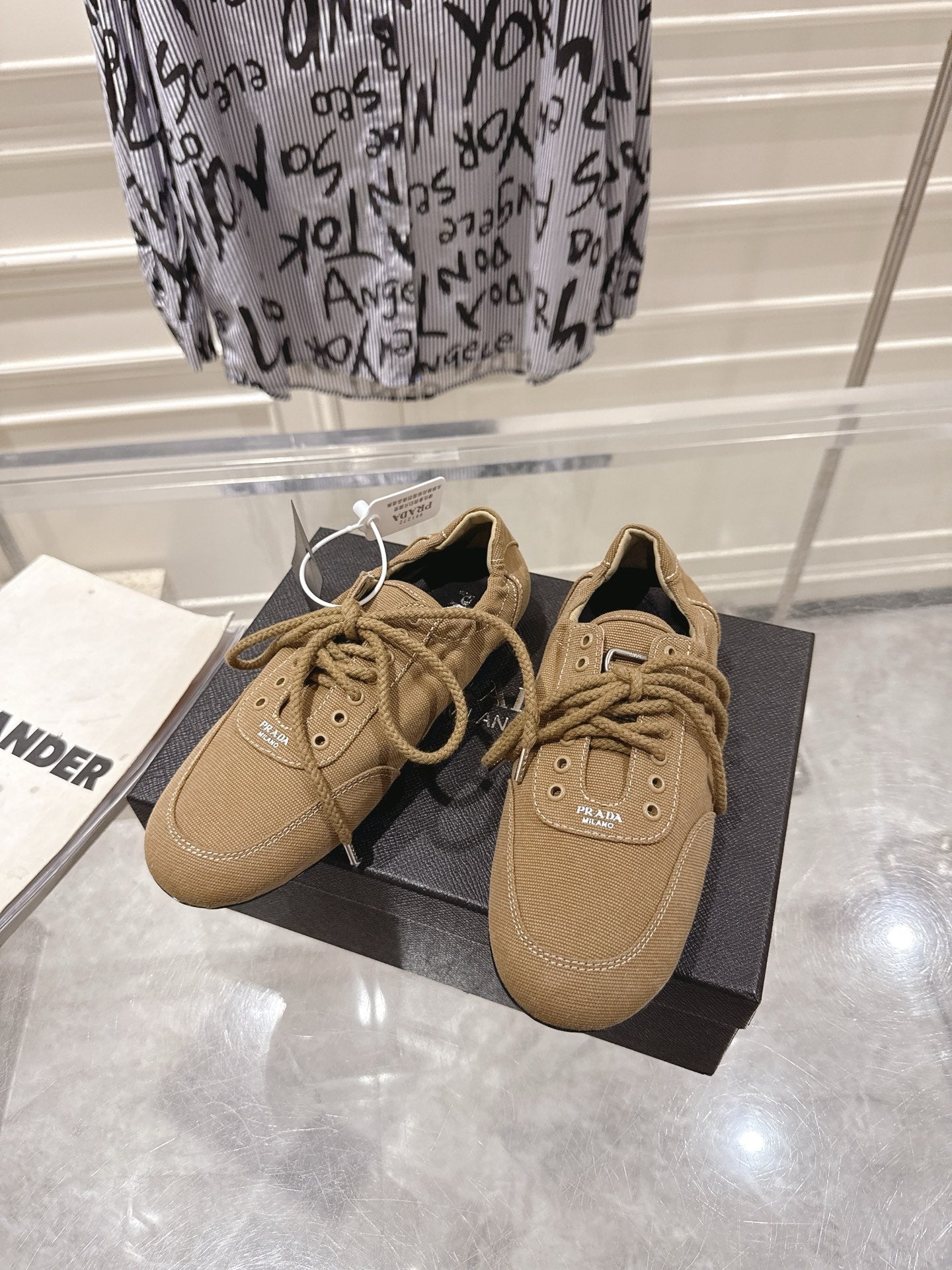 КРОСІВКИ PRADA 26S COLLAPSE З КОРИЧНЕВОГО ПОЛОТНА