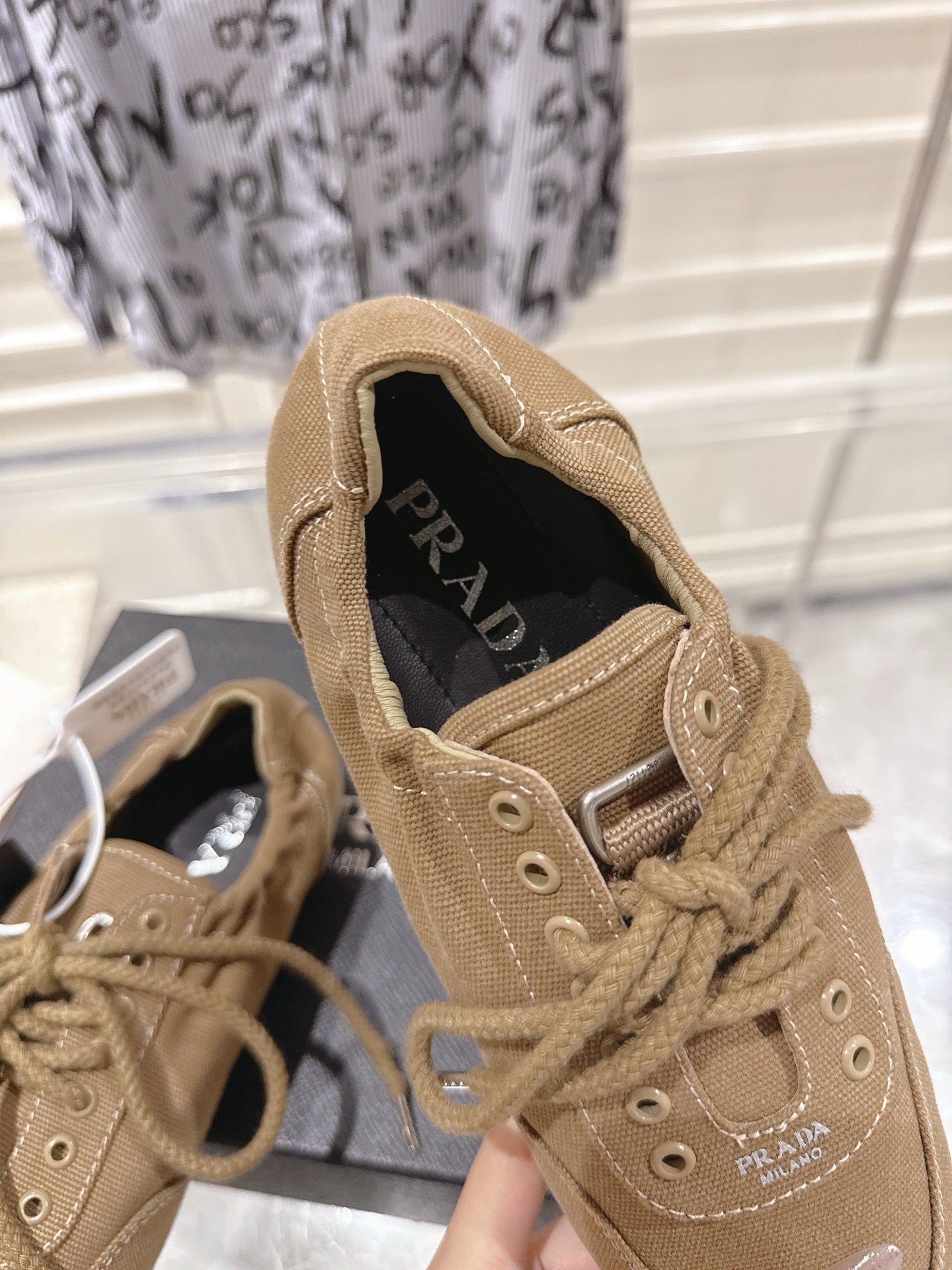 КРОСІВКИ PRADA 26S COLLAPSE З КОРИЧНЕВОГО ПОЛОТНА