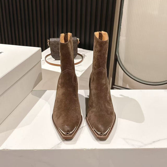 CELINE 25S CHELSEA BOOTS CLASSIC 45MM IN DARK BROWN SUEDE - 35