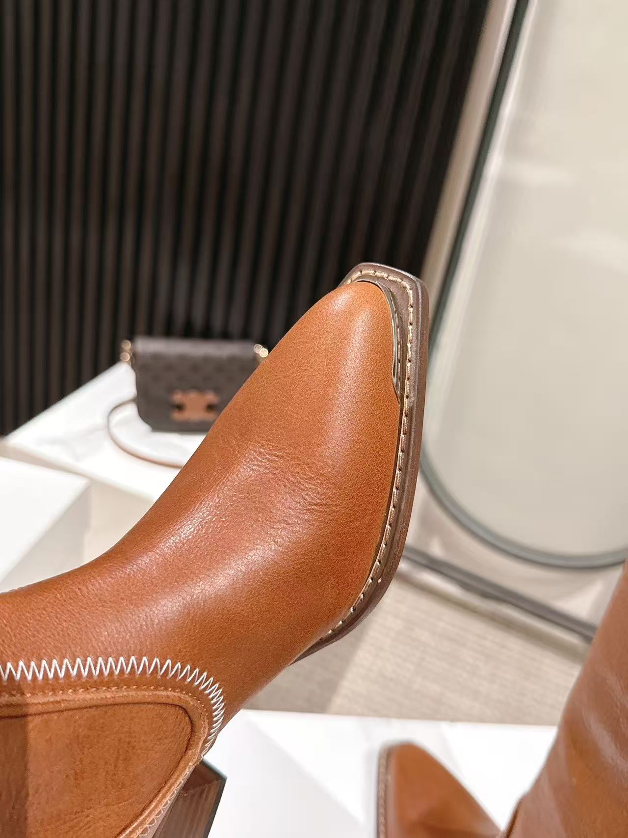CELINE 25S HIGH BOOTS FOR FALL AND WINTER 45MM IN BURNT ORANGE CALFSKIN - 35