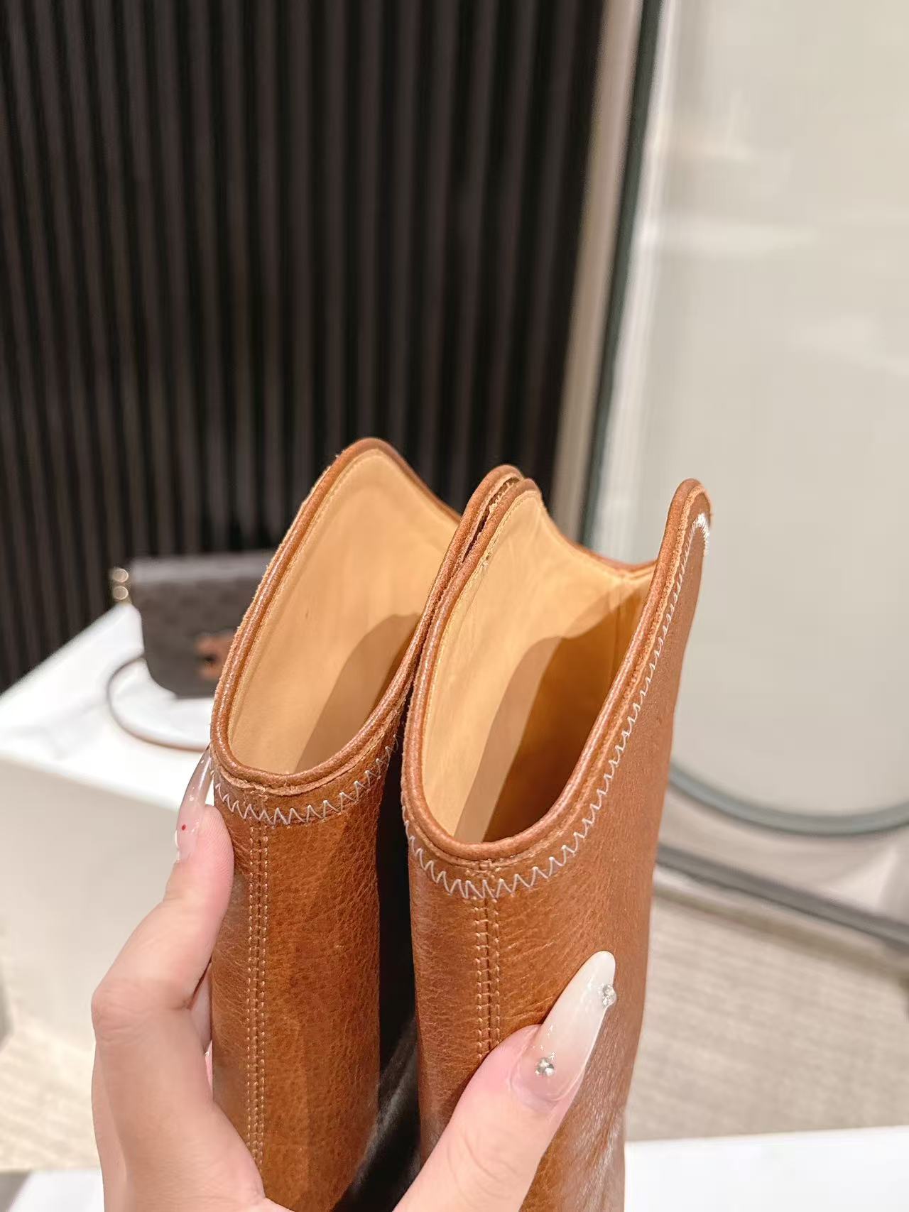 CELINE 25S HIGH BOOTS FOR FALL AND WINTER 45MM IN BURNT ORANGE CALFSKIN - 35
