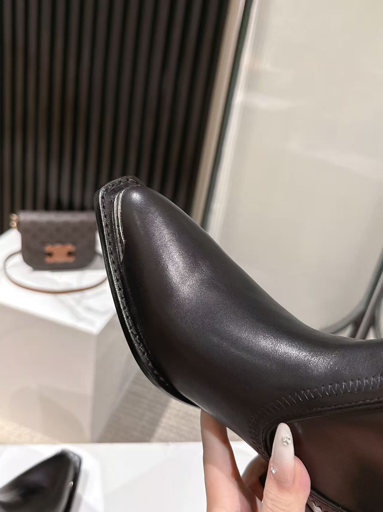 CELINE 25S HIGH BOOTS FOR FALL AND WINTER 45MM IN BLACK CALFSKIN - 35