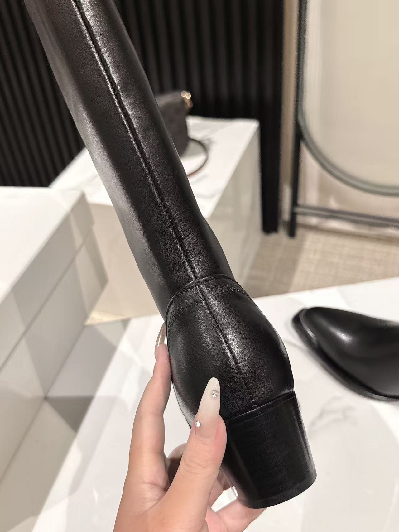 CELINE 25S HIGH BOOTS FOR FALL AND WINTER 45MM IN BLACK CALFSKIN - 35