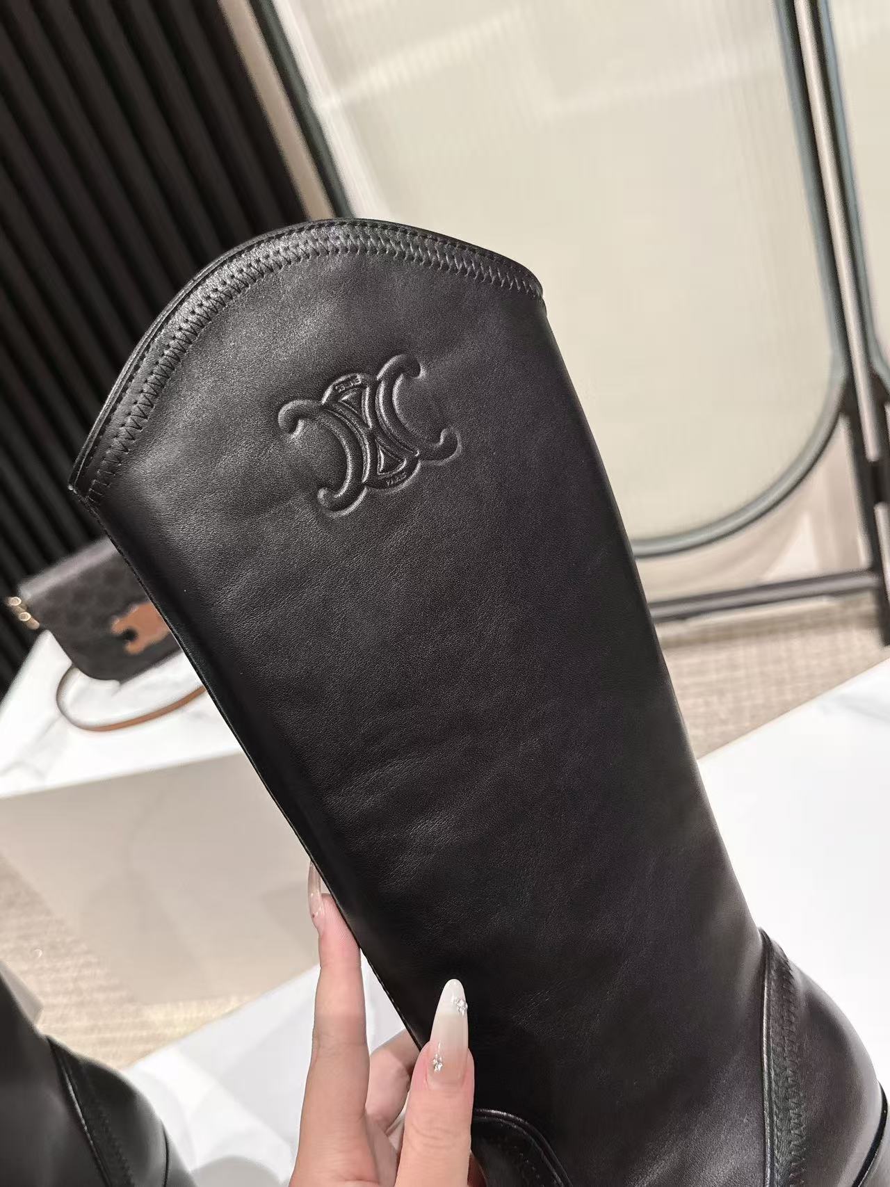 CELINE 25S HIGH BOOTS FOR FALL AND WINTER 45MM IN BLACK CALFSKIN - 35