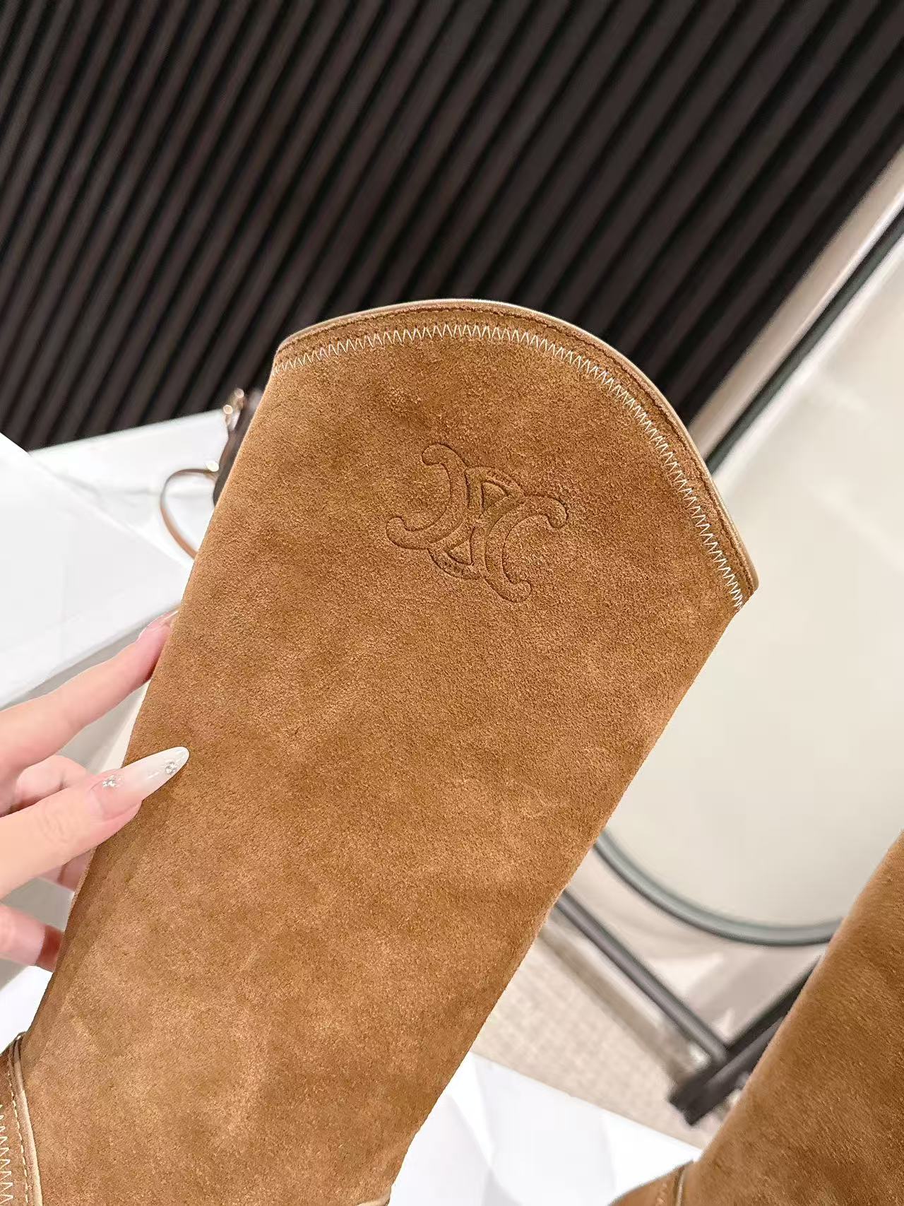 CELINE 25S HIGH BOOTS FOR FALL AND WINTER 45MM IN BROWN SUEDE - 35