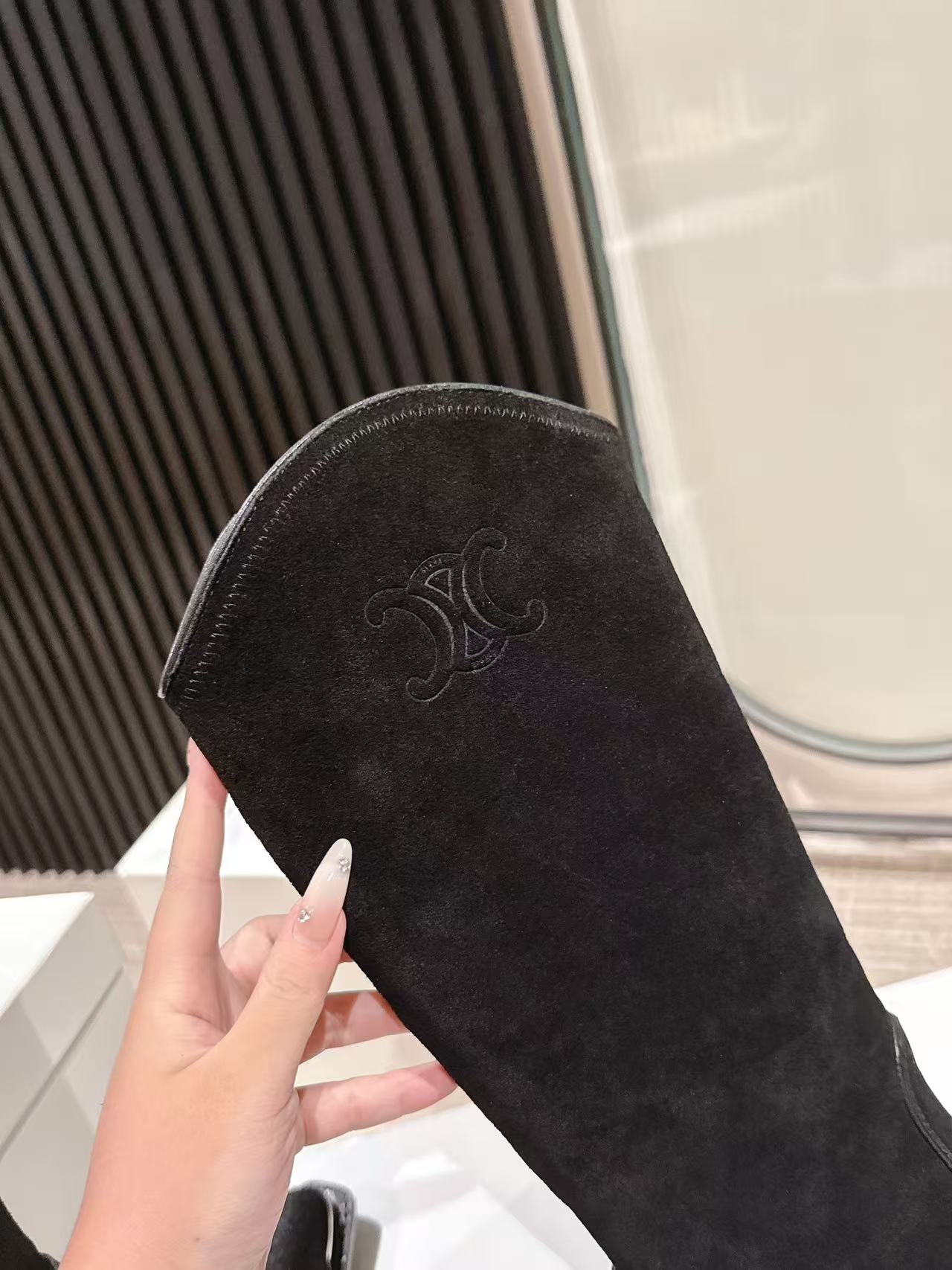 CELINE 25S HIGH BOOTS FOR FALL AND WINTER 45MM IN BLACK SUEDE - 35