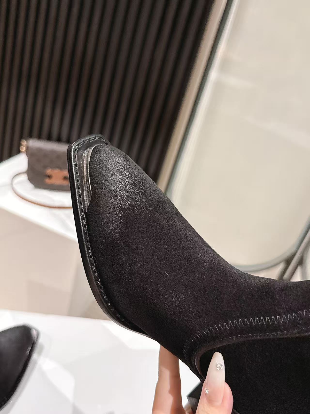 CELINE 25S HIGH BOOTS FOR FALL AND WINTER 45MM IN BLACK SUEDE - 35