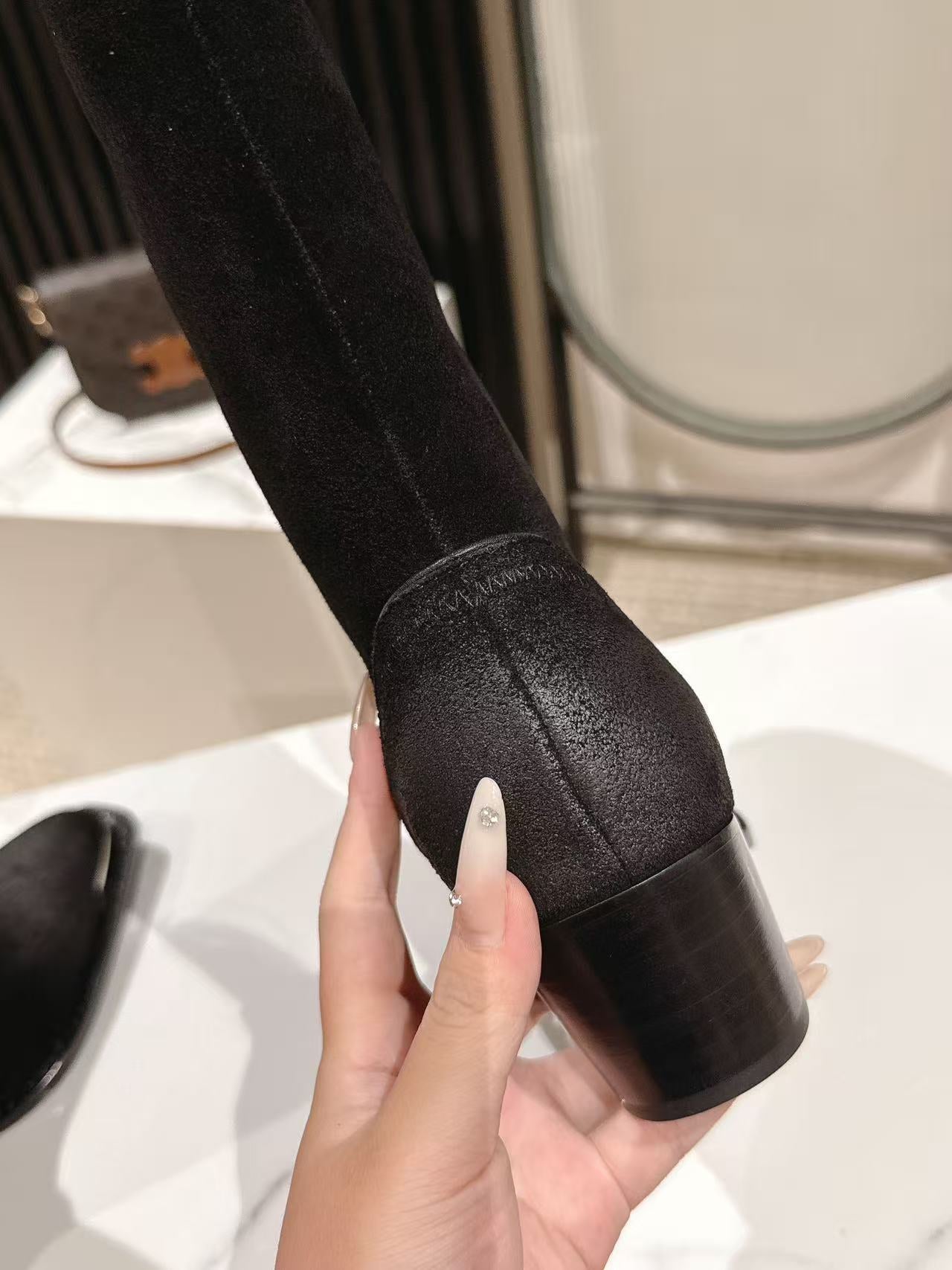 CELINE 25S HIGH BOOTS FOR FALL AND WINTER 45MM IN BLACK SUEDE - 35