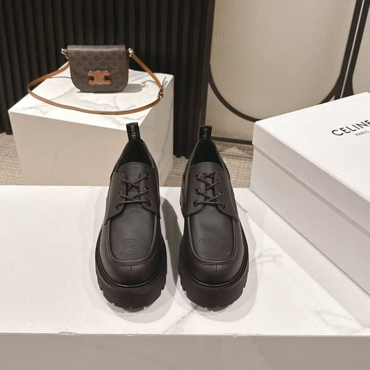 CELINE 25S THICK SOLED LOAFERS 50MM IN BLACK CALFSKIN - 35