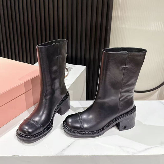 Черевики MIU MIU 26S на платформі, на високих підборах, 50 мм, з чорної глянцевої телячої шкіри