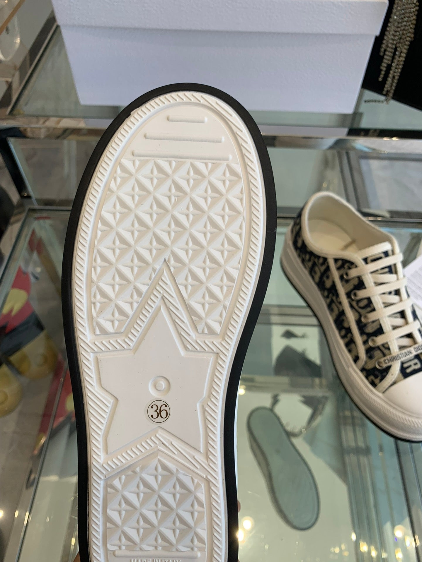 WALK'N PLATFORM SNEAKER IN BLACK MIX CAMEL BROWN EMBROIDERY ICONIC PATTERNS FABRIC - 35