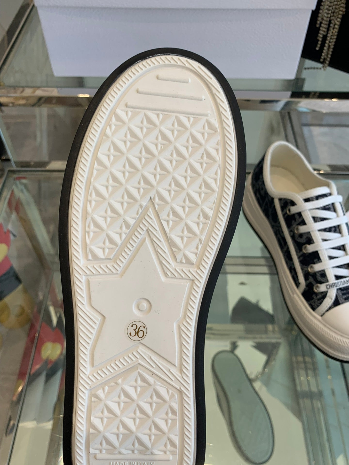 WALK'N PLATFORM SNEAKER IN IN NAVY BLUE EMBROIDERY ICONIC PATTERNS FABRIC - 35