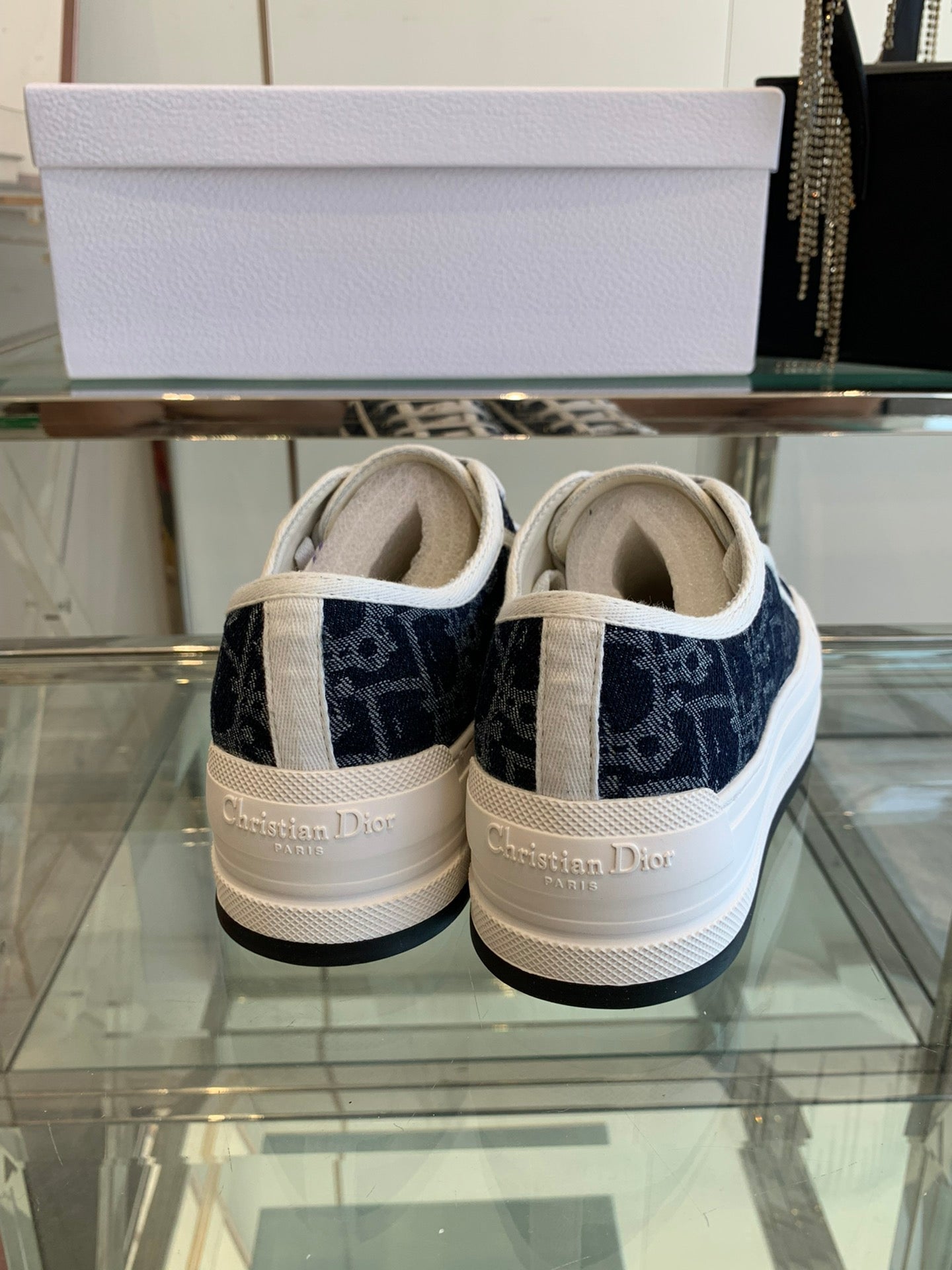 WALK'N PLATFORM SNEAKER IN IN NAVY BLUE EMBROIDERY ICONIC PATTERNS FABRIC - 35