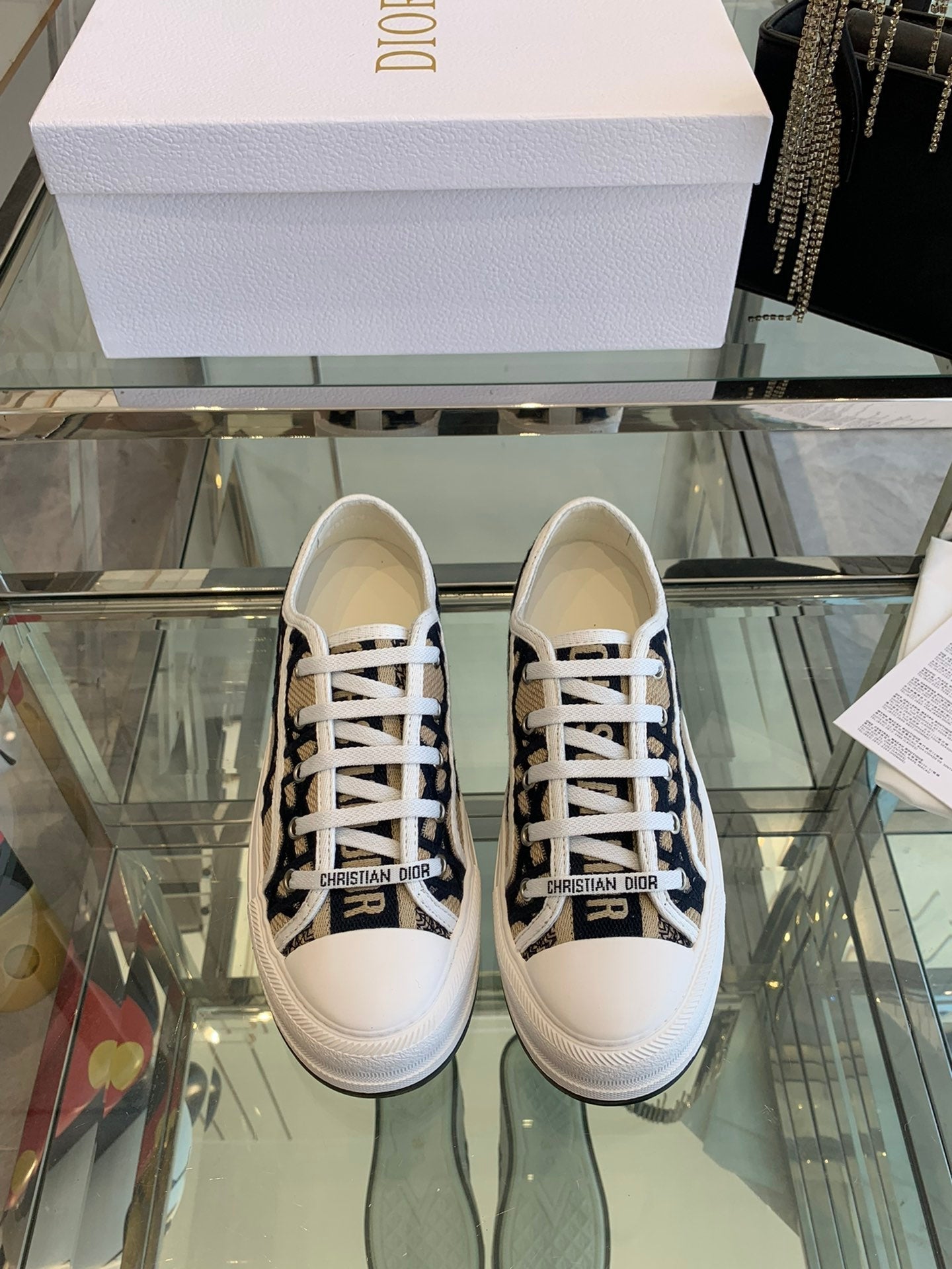 WALK'N PLATFORM SNEAKER IN CAMEL BEIGE MIX BLACK EMBROIDERED FABRIC - 35