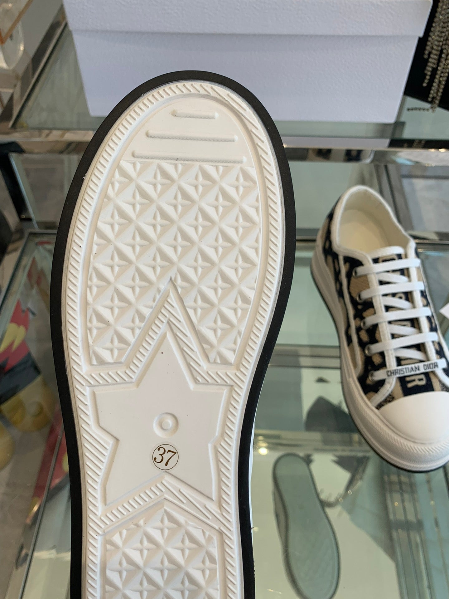 WALK'N PLATFORM SNEAKER IN CAMEL BEIGE MIX BLACK EMBROIDERED FABRIC - 35