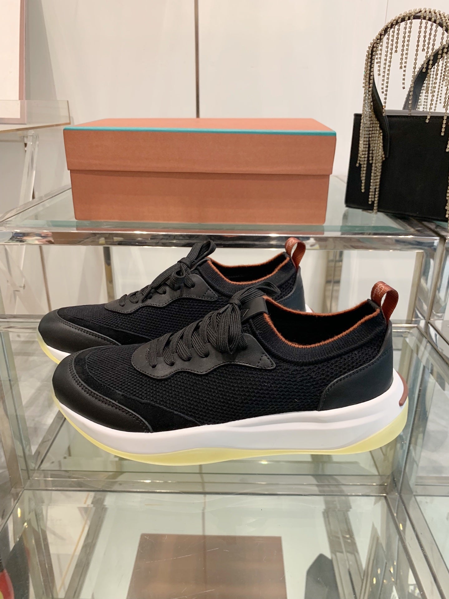 SNEAKER IN BLACK CANVAS MIX SUEDE WITH LAMBSKIN - 39