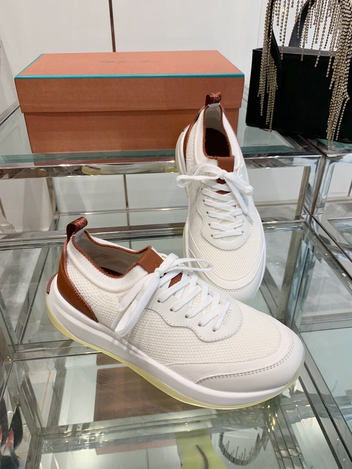SNEAKER IN WHITE CANVAS MIX SUEDE WITH LAMBSKIN - 39