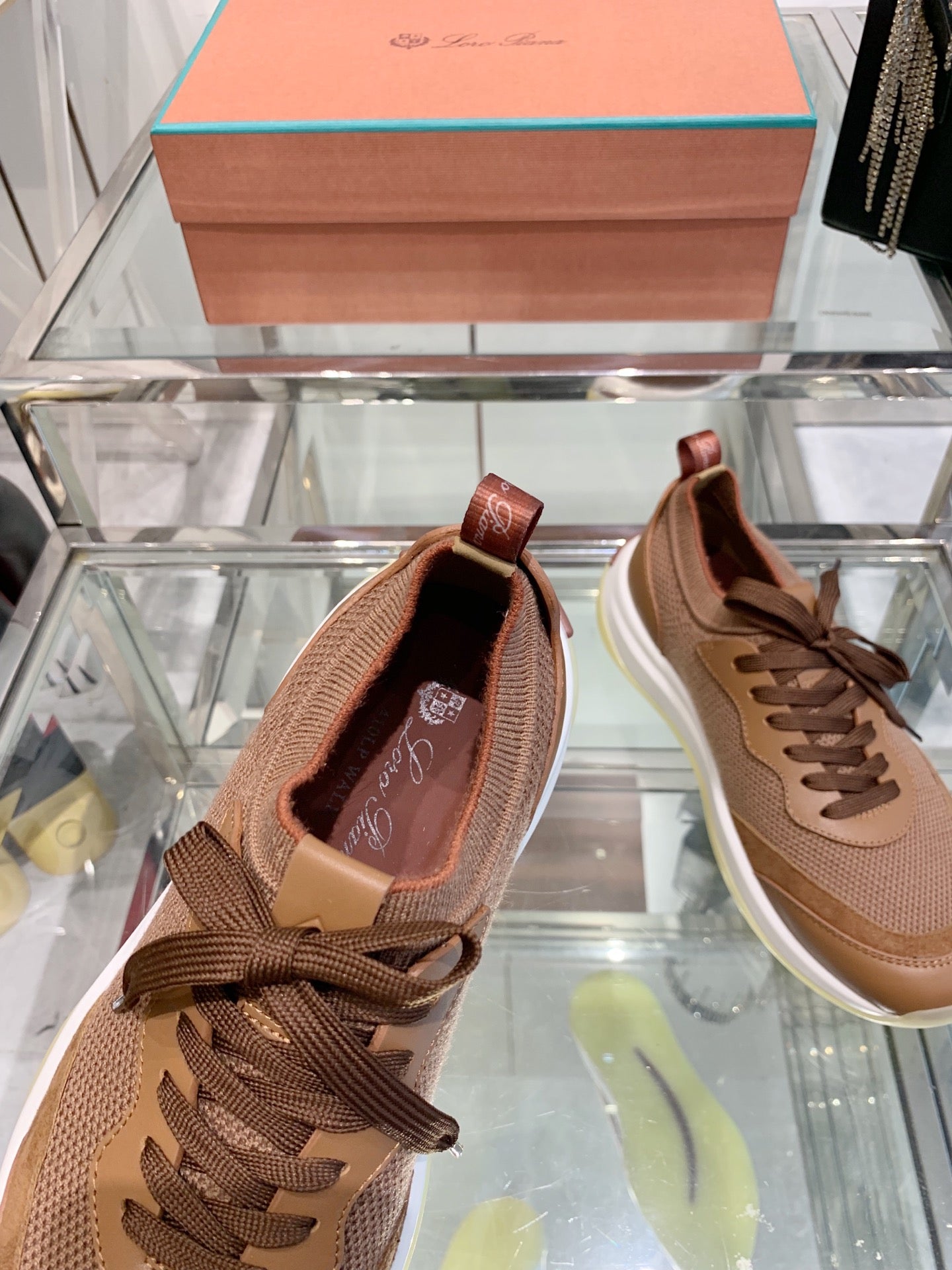 SNEAKER IN BURNT ORANGE CANVAS MIX SUEDE WITH LAMBSKIN - 39