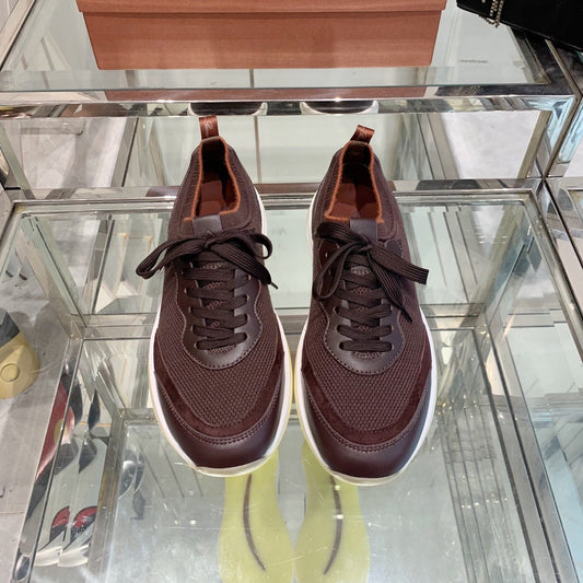 SNEAKER IN MAHOGANY RED CANVAS MIX SUEDE WITH LAMBSKIN - 39