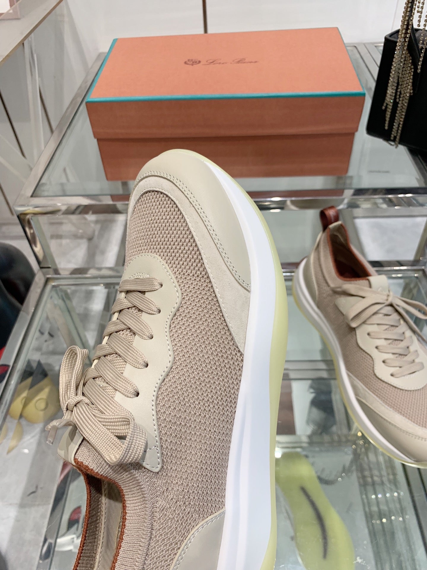SNEAKER IN LIGHT PINK CANVAS MIX SUEDE WITH LAMBSKIN - 39