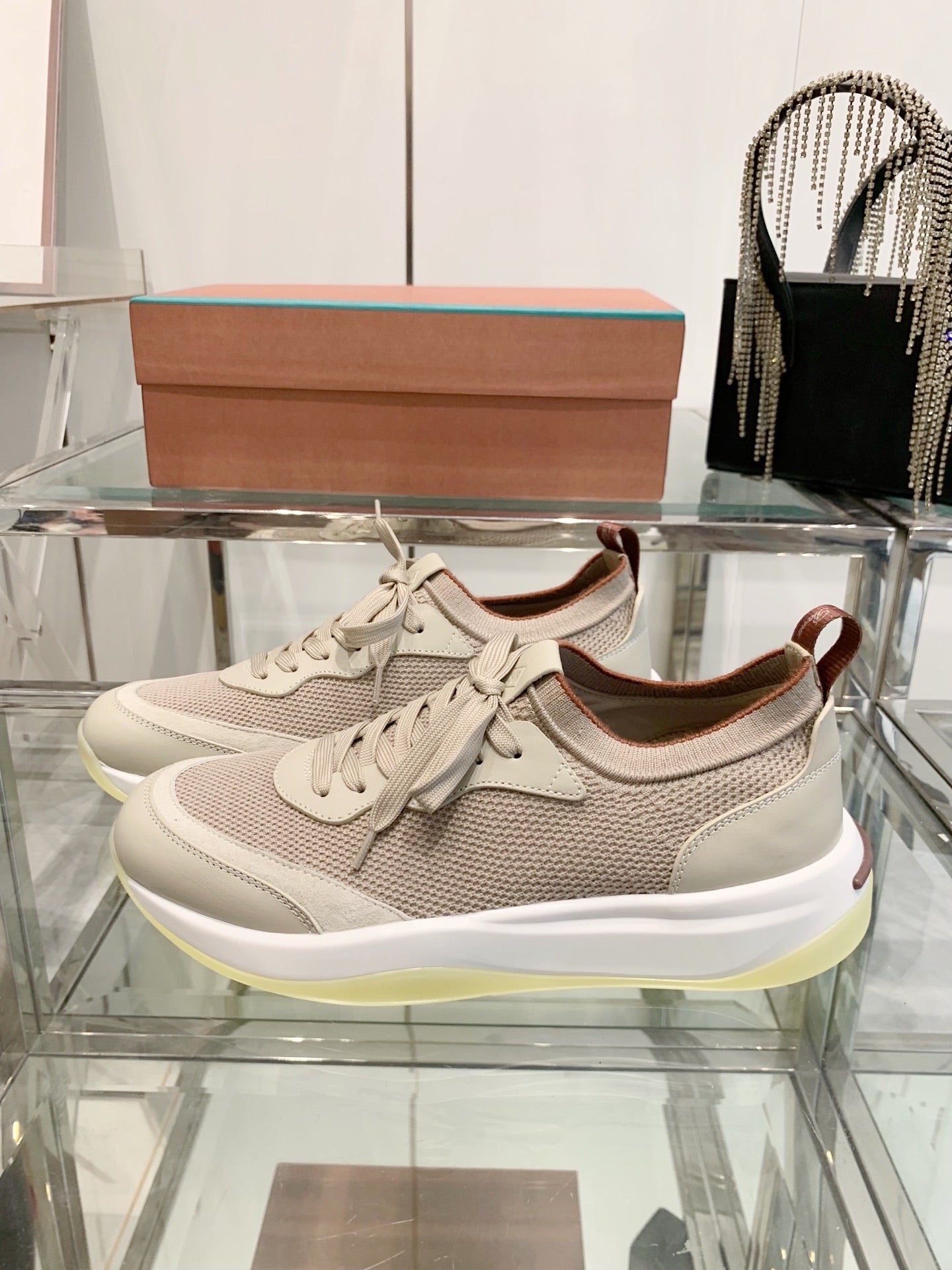 SNEAKER IN LIGHT PINK CANVAS MIX SUEDE WITH LAMBSKIN - 39