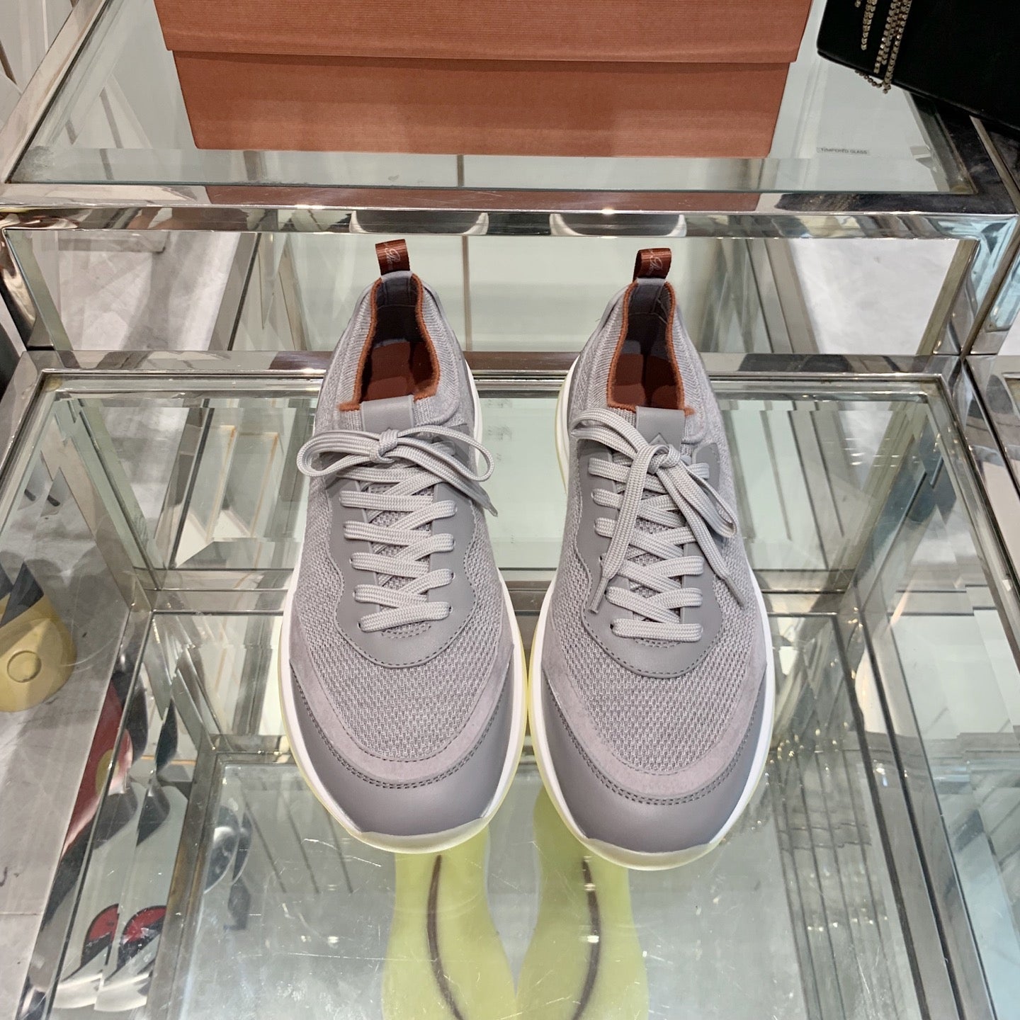 SNEAKER IN GRAY CANVAS MIX SUEDE WITH LAMBSKIN - 39