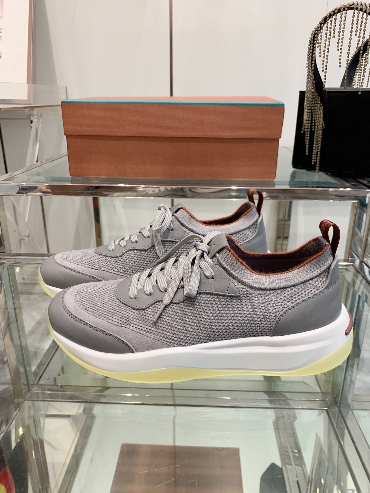 SNEAKER IN GRAY CANVAS MIX SUEDE WITH LAMBSKIN - 39